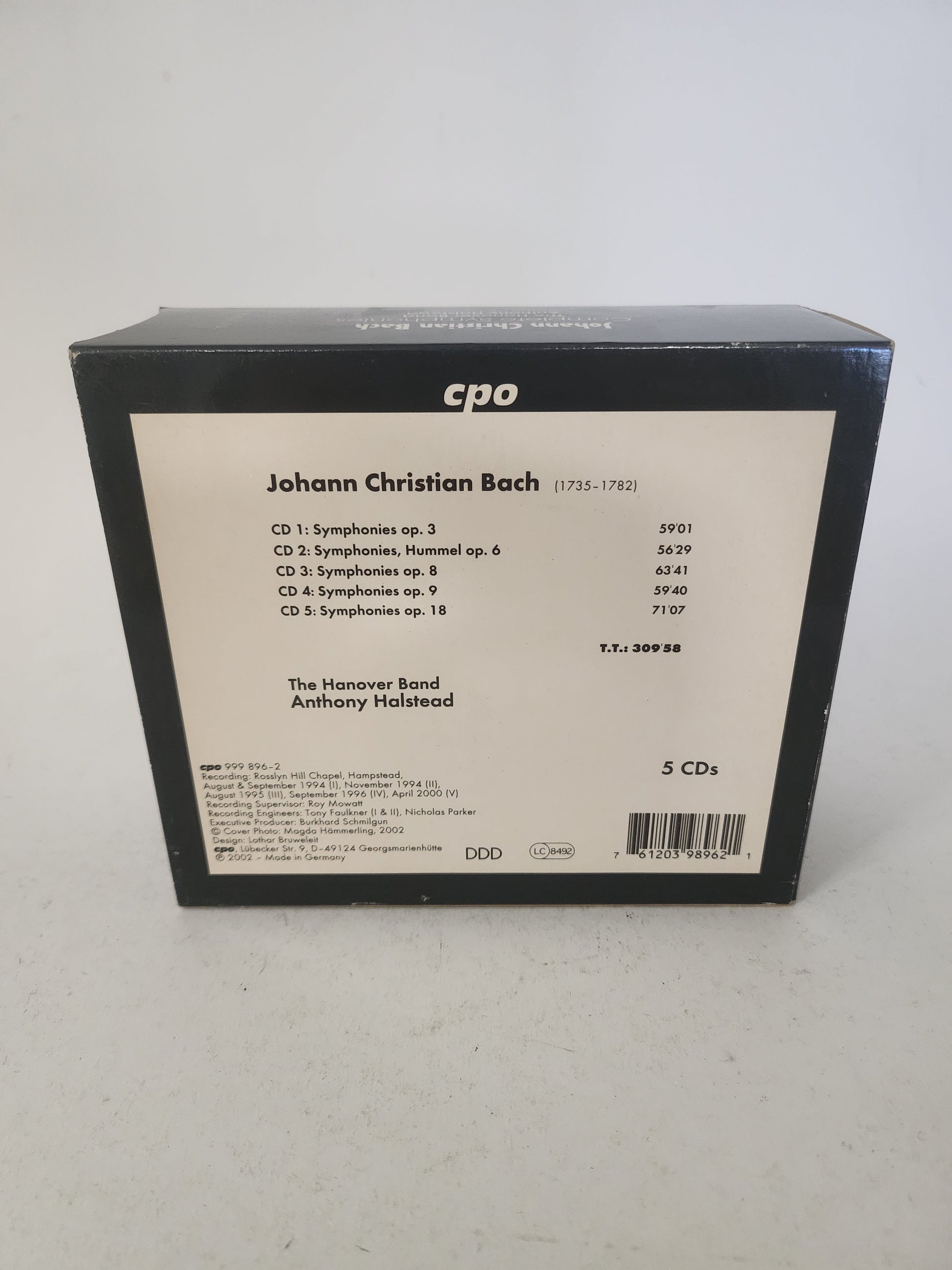Johann Christian Bach: Complete Symphonies CD Box - Cd