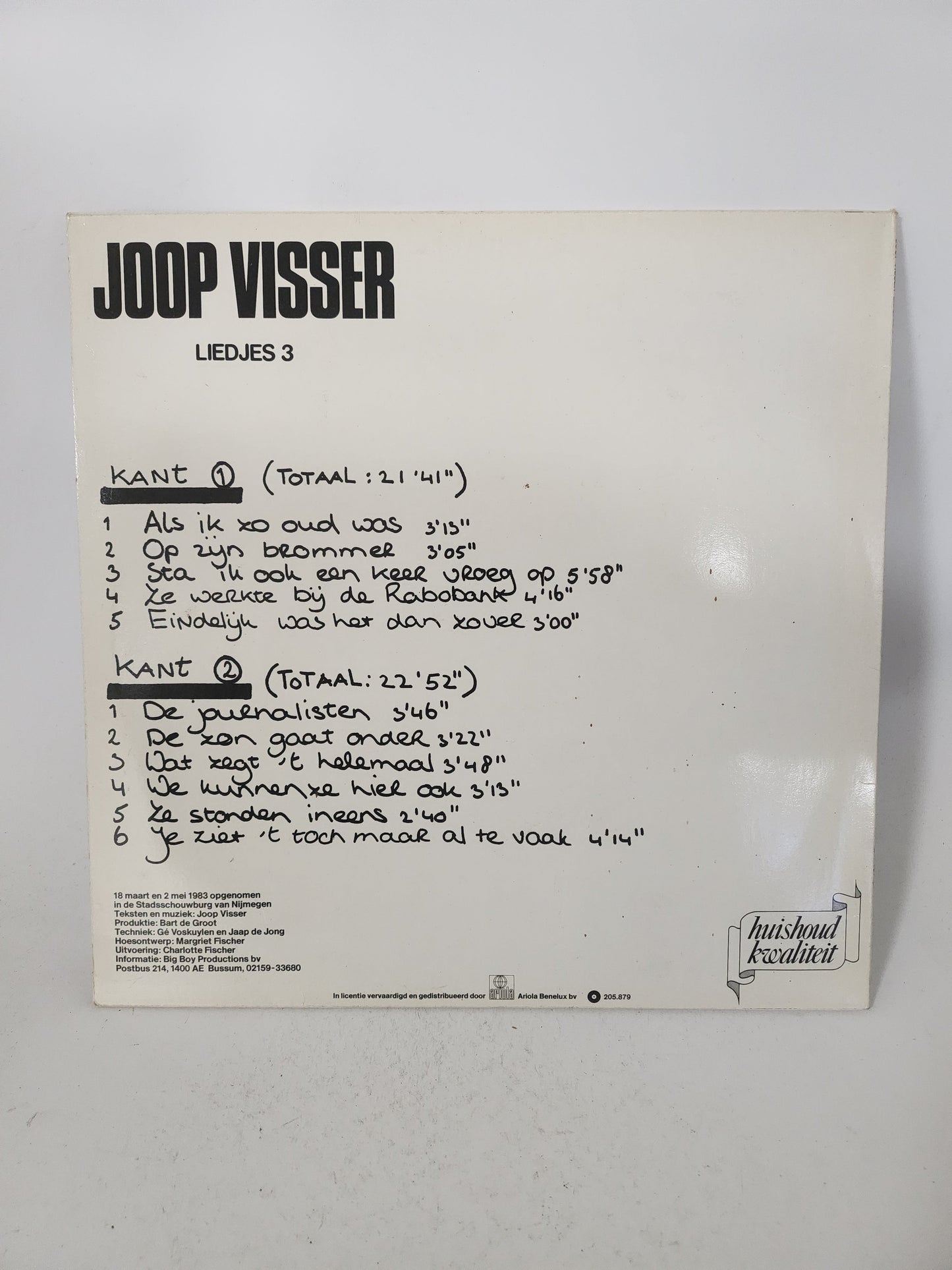 Joop Visser Liedjes 3 LP Vinyl - Lp Vinyl