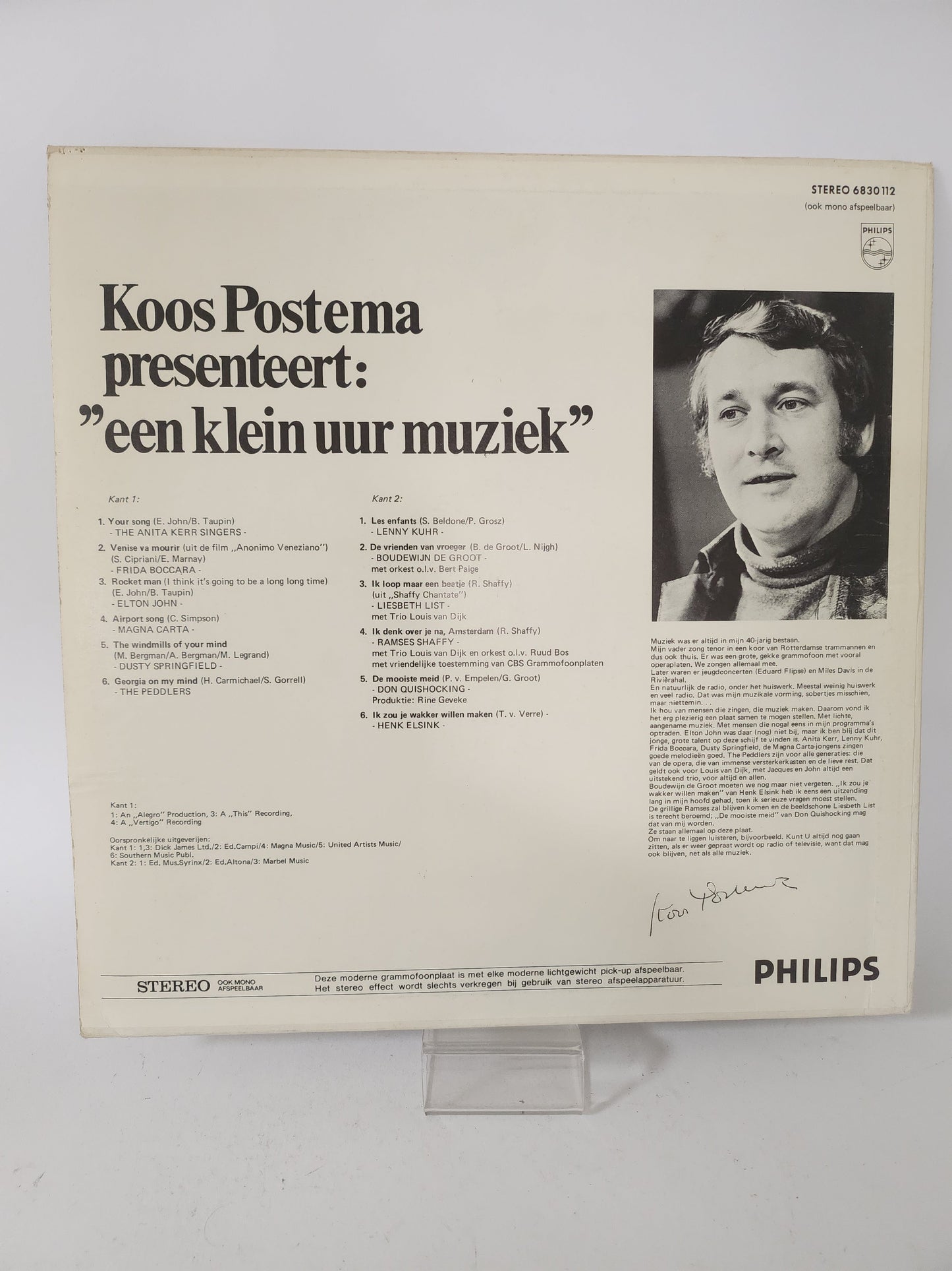Koos Postema: Een Klein Uur Muziek LP Vinyl - Lp Vinyl