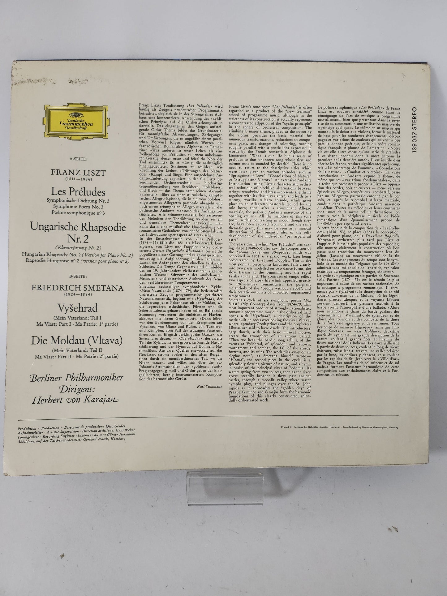 Les Preludes: Ungarische Rhapsodie Nr 2: Vysehalrad Die Moldau LP Vinyl - Lp Vinyl