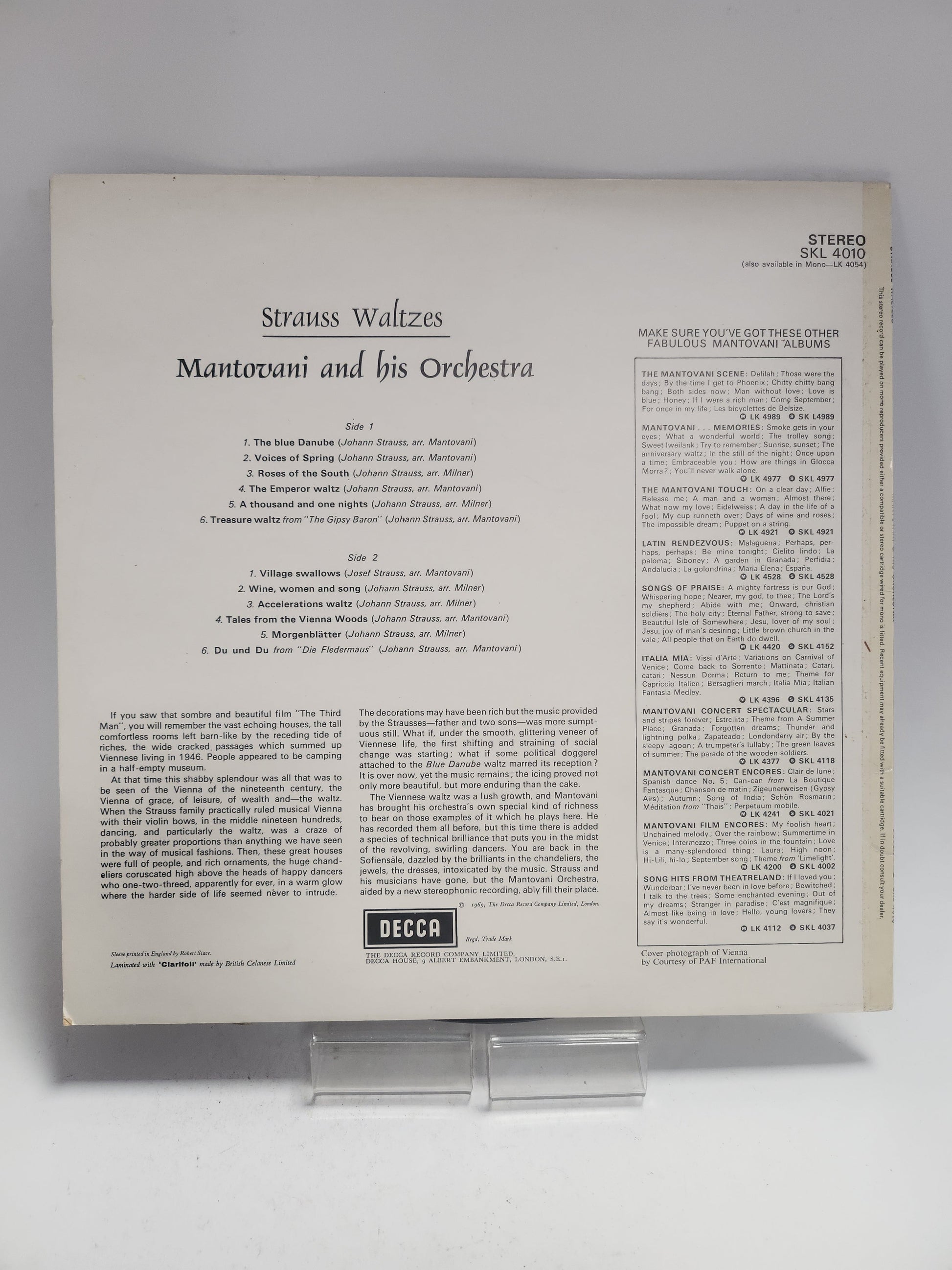 Mantovani and his Orchestra: Strauss Waltzes LP Vinyl - Lp Vinyl