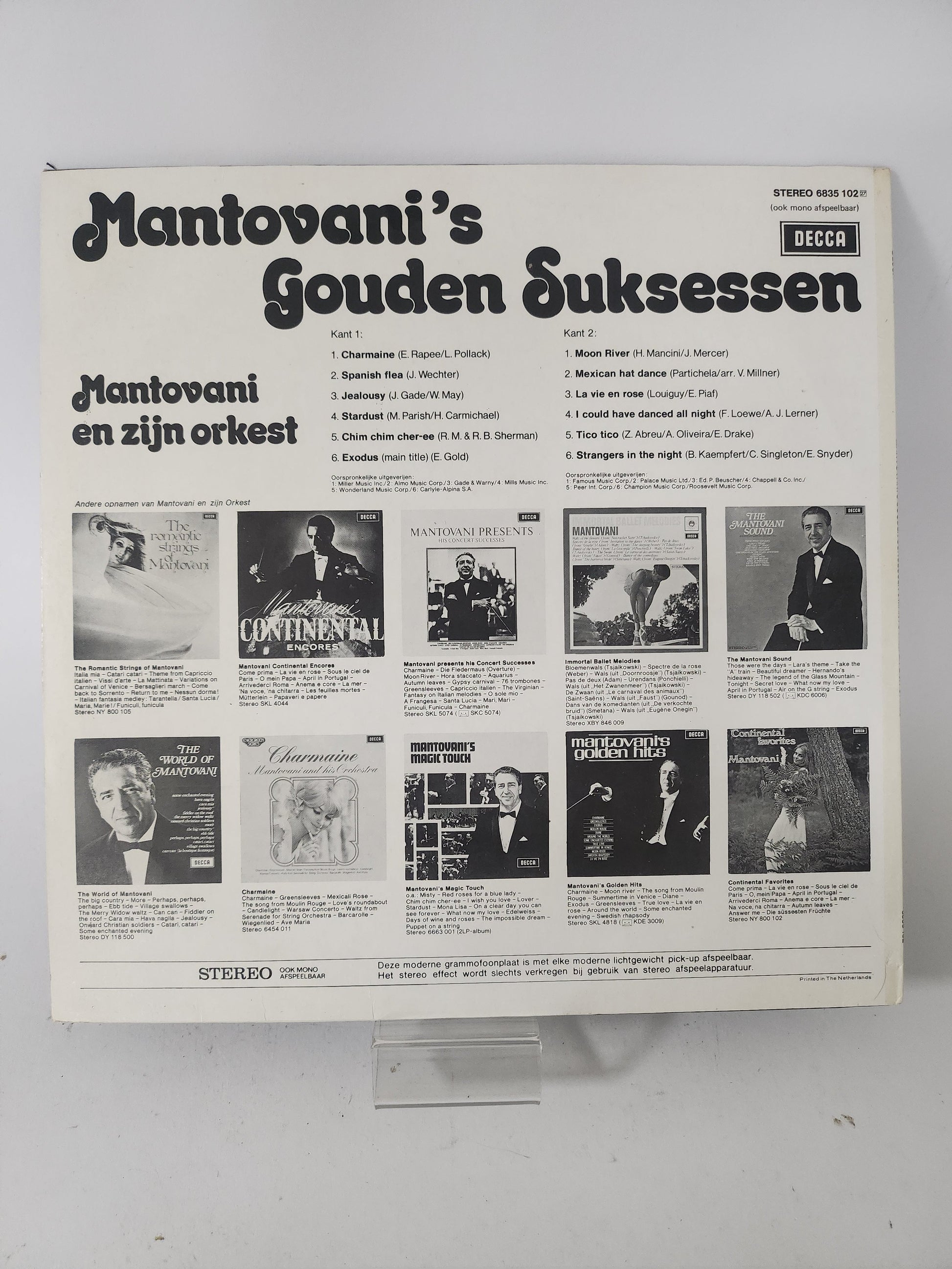 Mantovani’s Gouden Suksessen LP Vinyl - Lp Vinyl