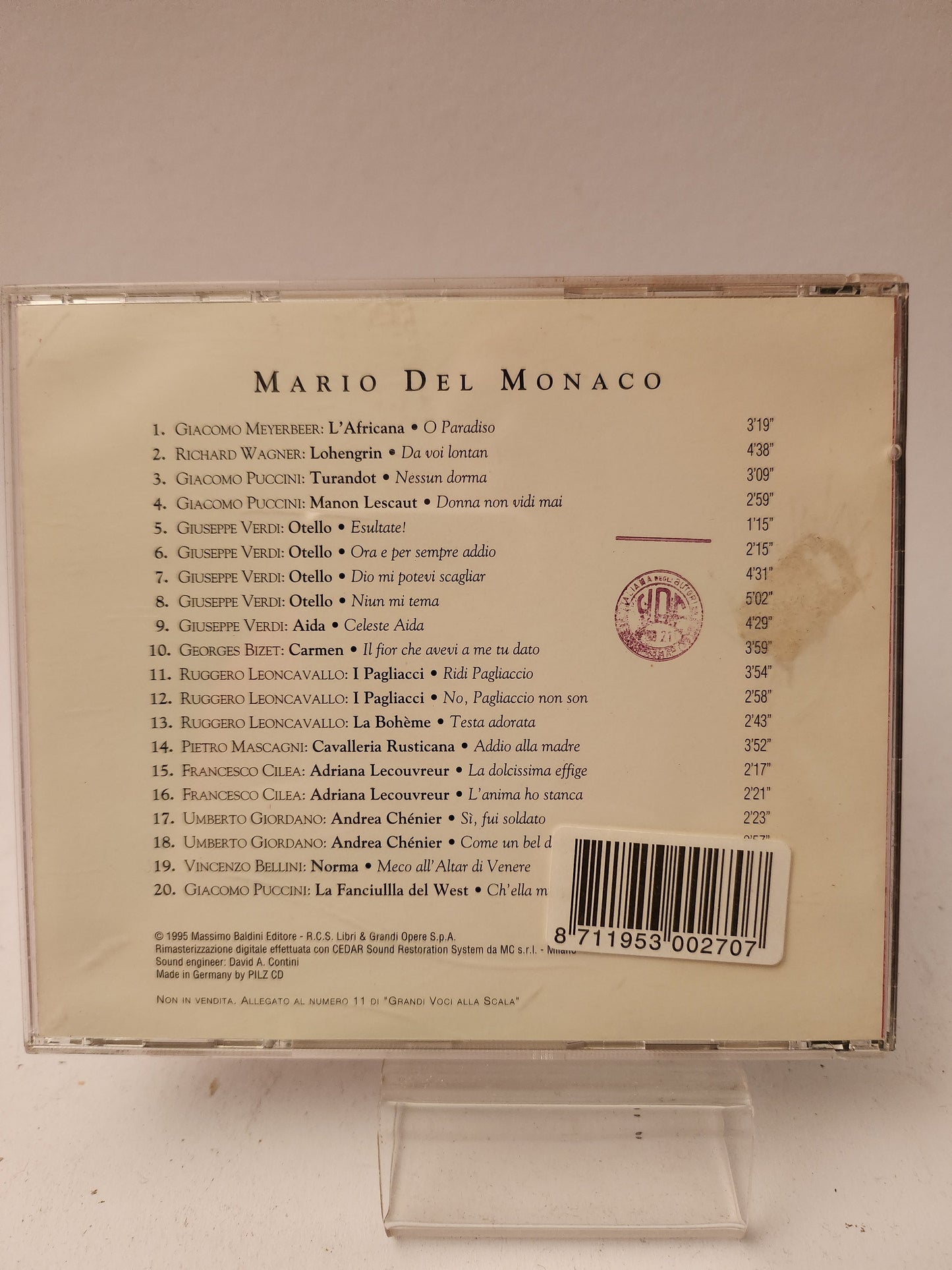 Mario del Scala: Grandi Voci alla Scala CD - Cd