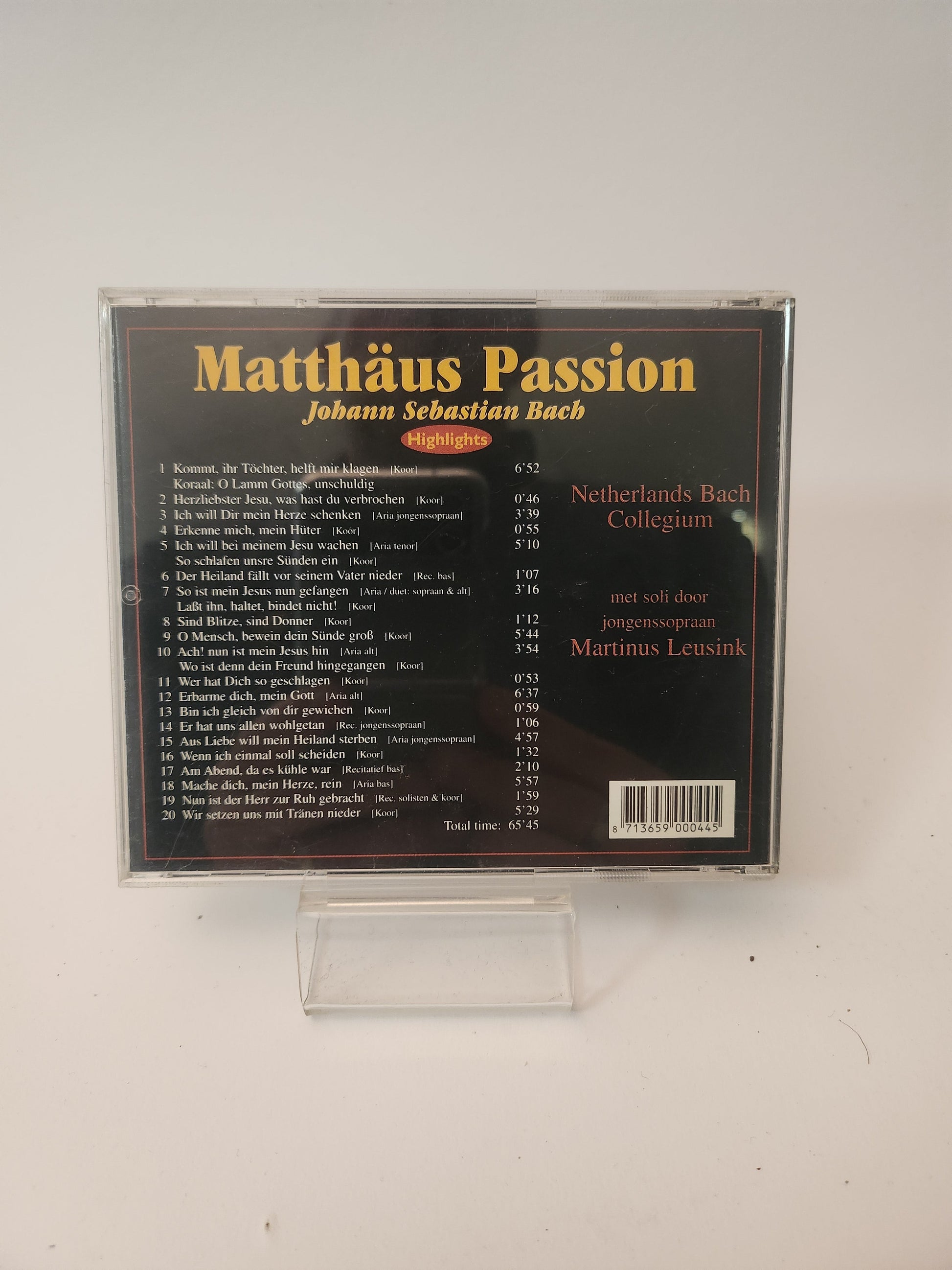 Matthäus Passion: Johan Sebastian Bach CD - Cd
