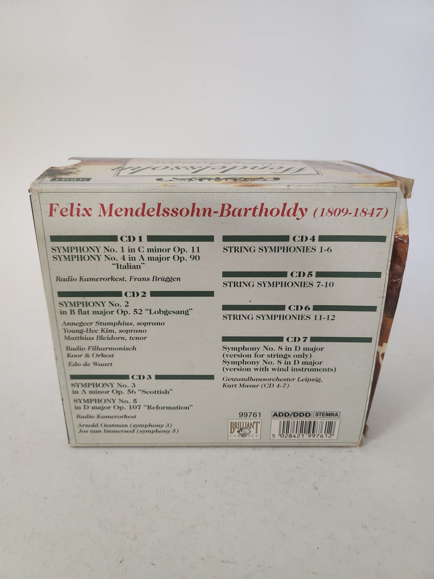 Mendelssohn Complete Symphonies CD Box - Cd