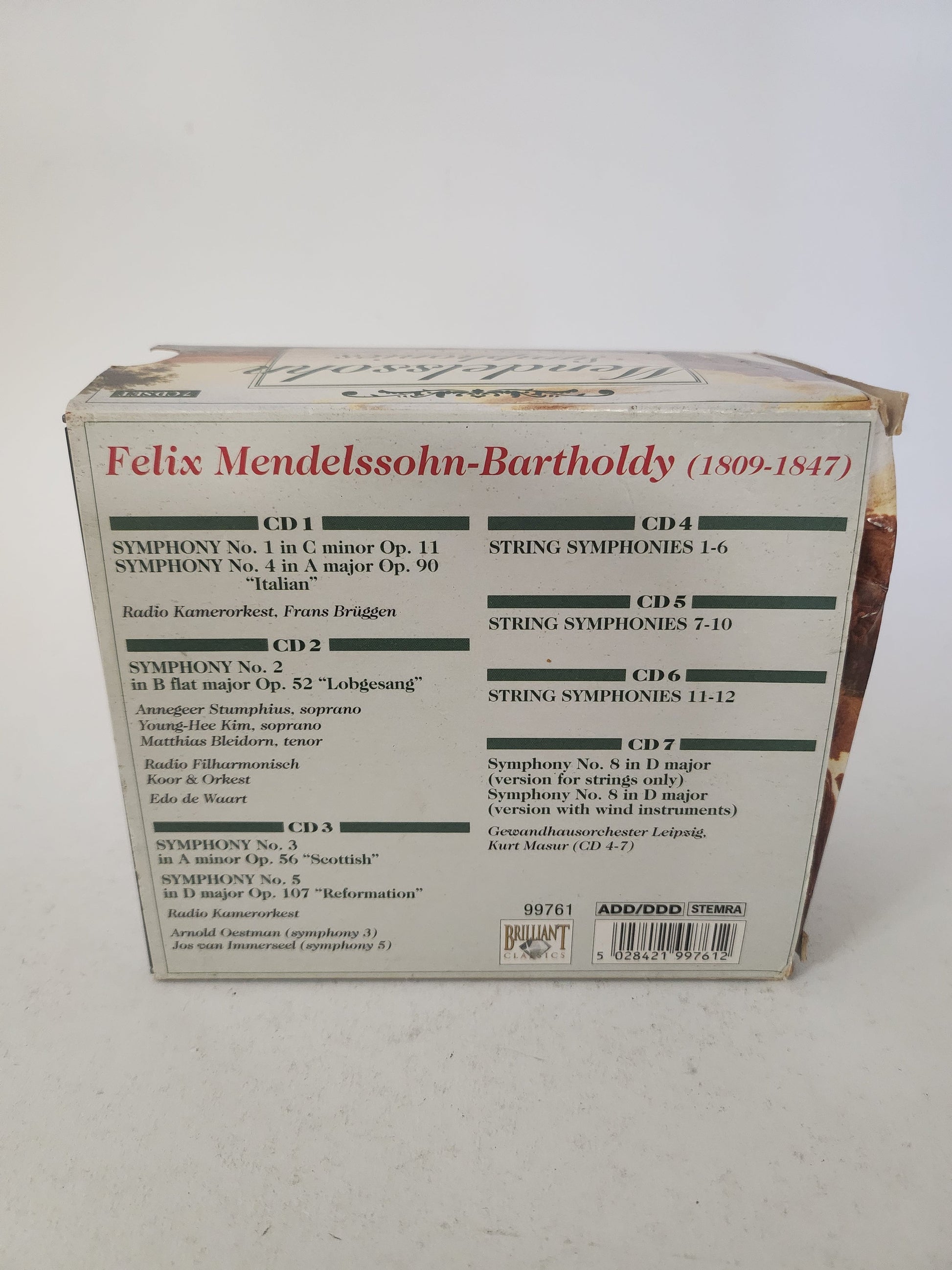 Mendelssohn Complete Symphonies CD Box - Cd
