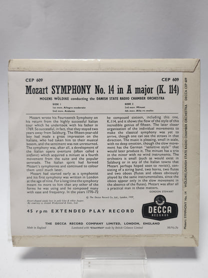 Mozart Symphony No 14: Mogens Wöldike Single Vinyl - Single Vinyl