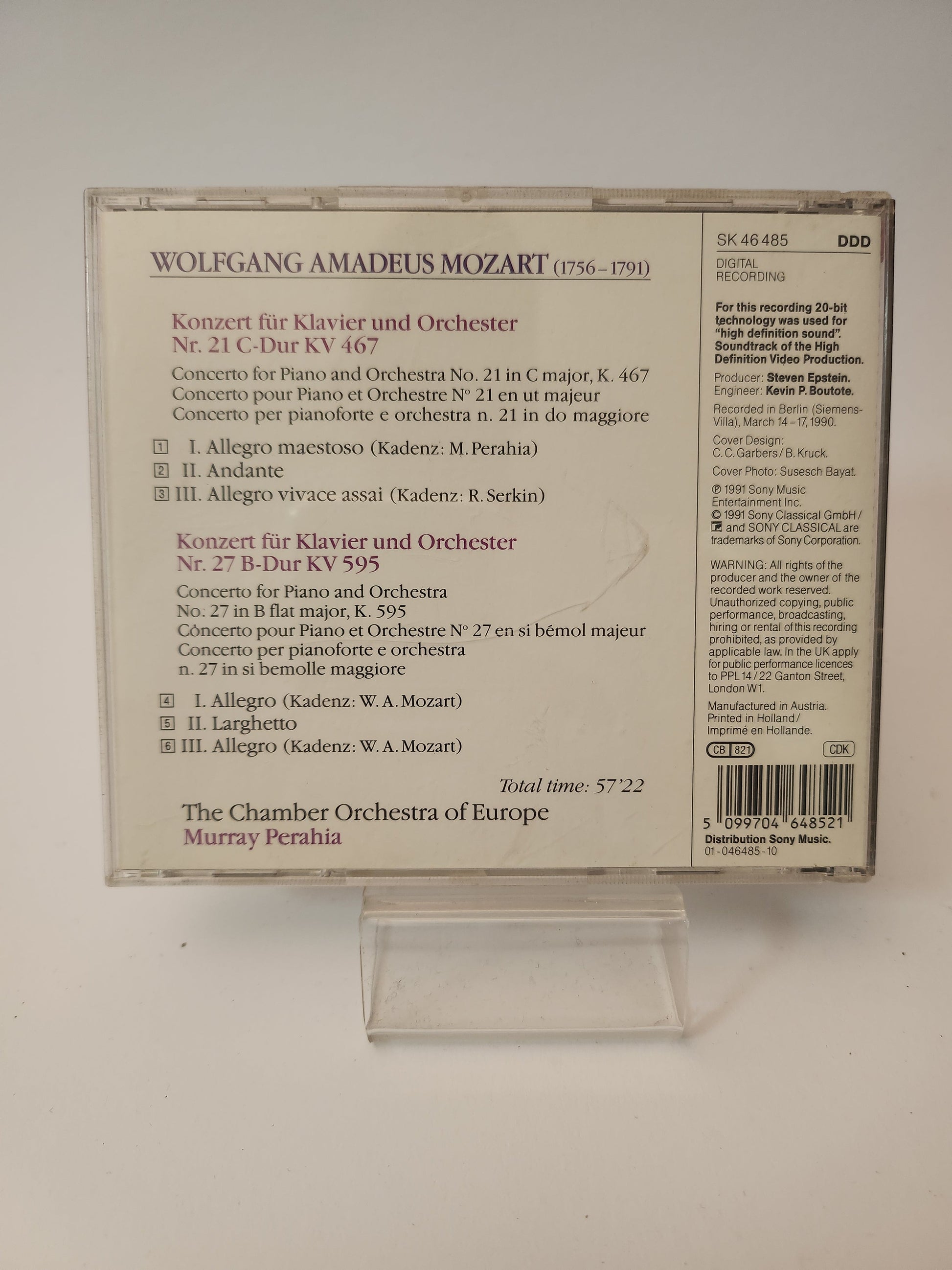 Murray Perahia: Mozart Piano Concertos CD - Cd