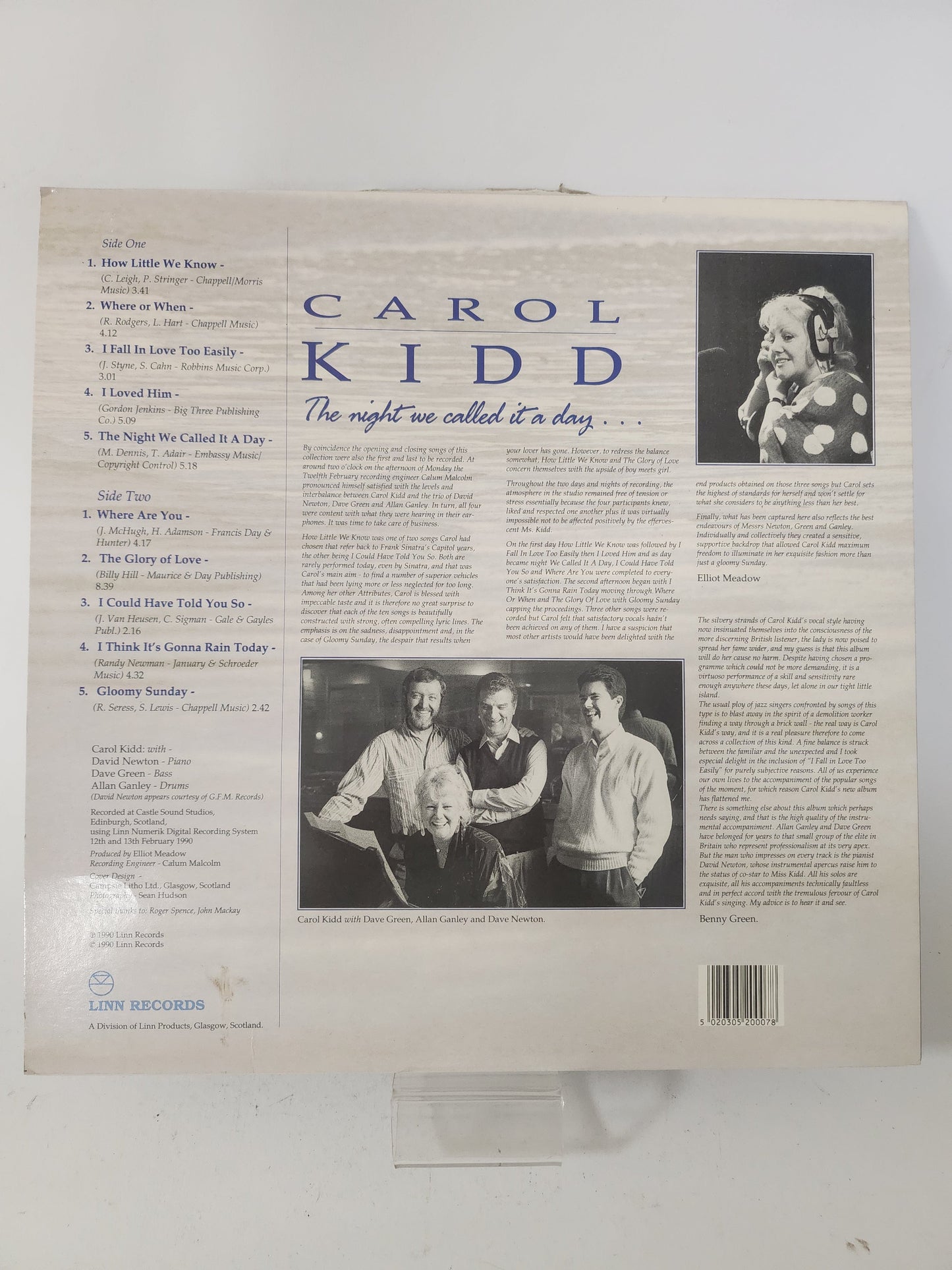 Night We Called it A Day: Carol Kidd LP Vinyl - Lp Vinyl