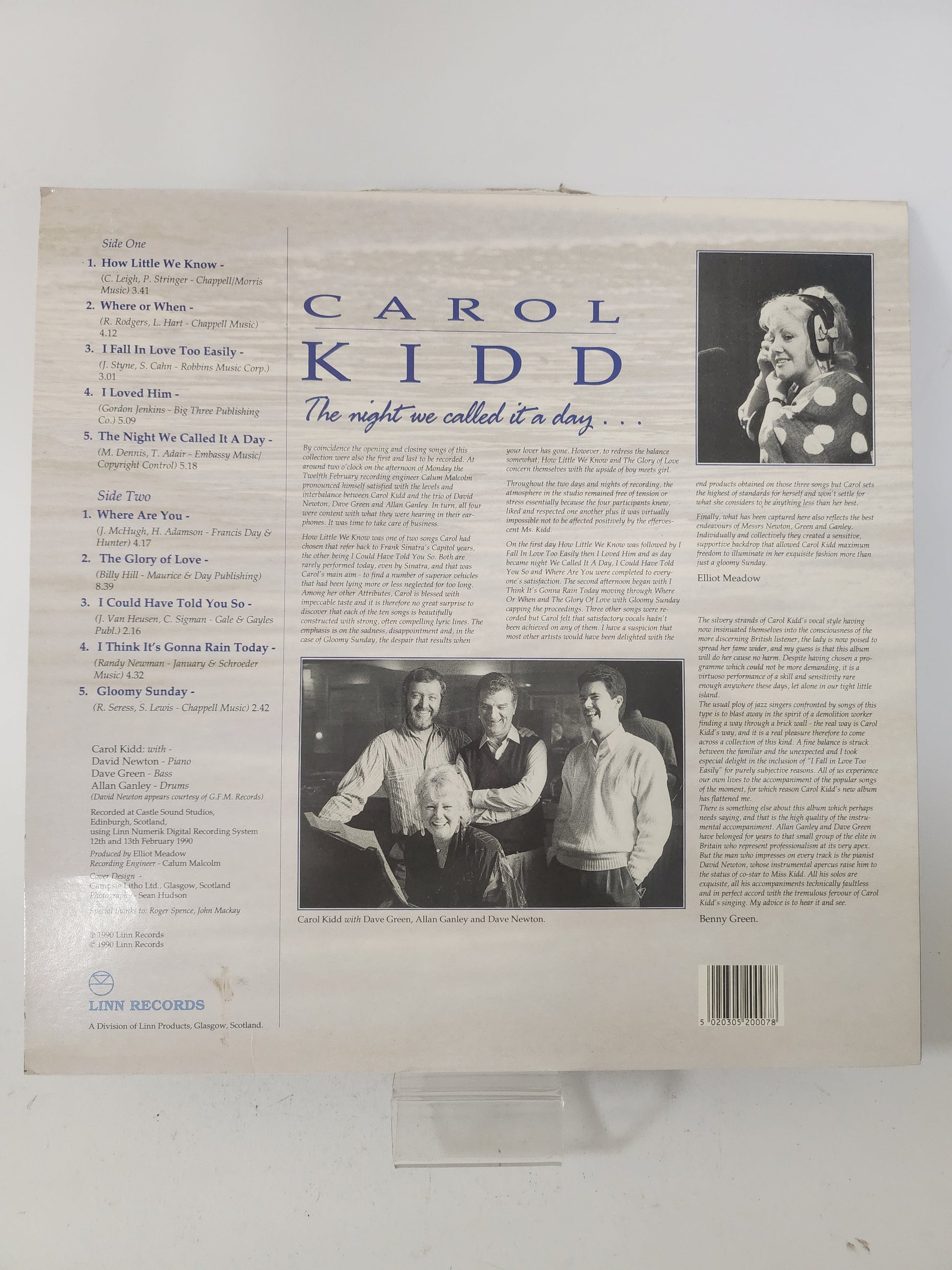 Night We Called it A Day: Carol Kidd LP Vinyl - Lp Vinyl