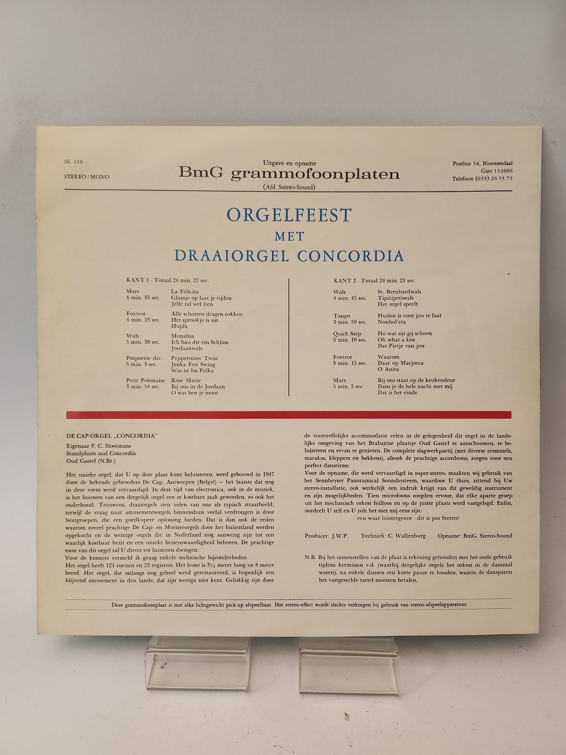Orgelfeest met Draaiorgel Concordia LP Vinyl - Lp Vinyl