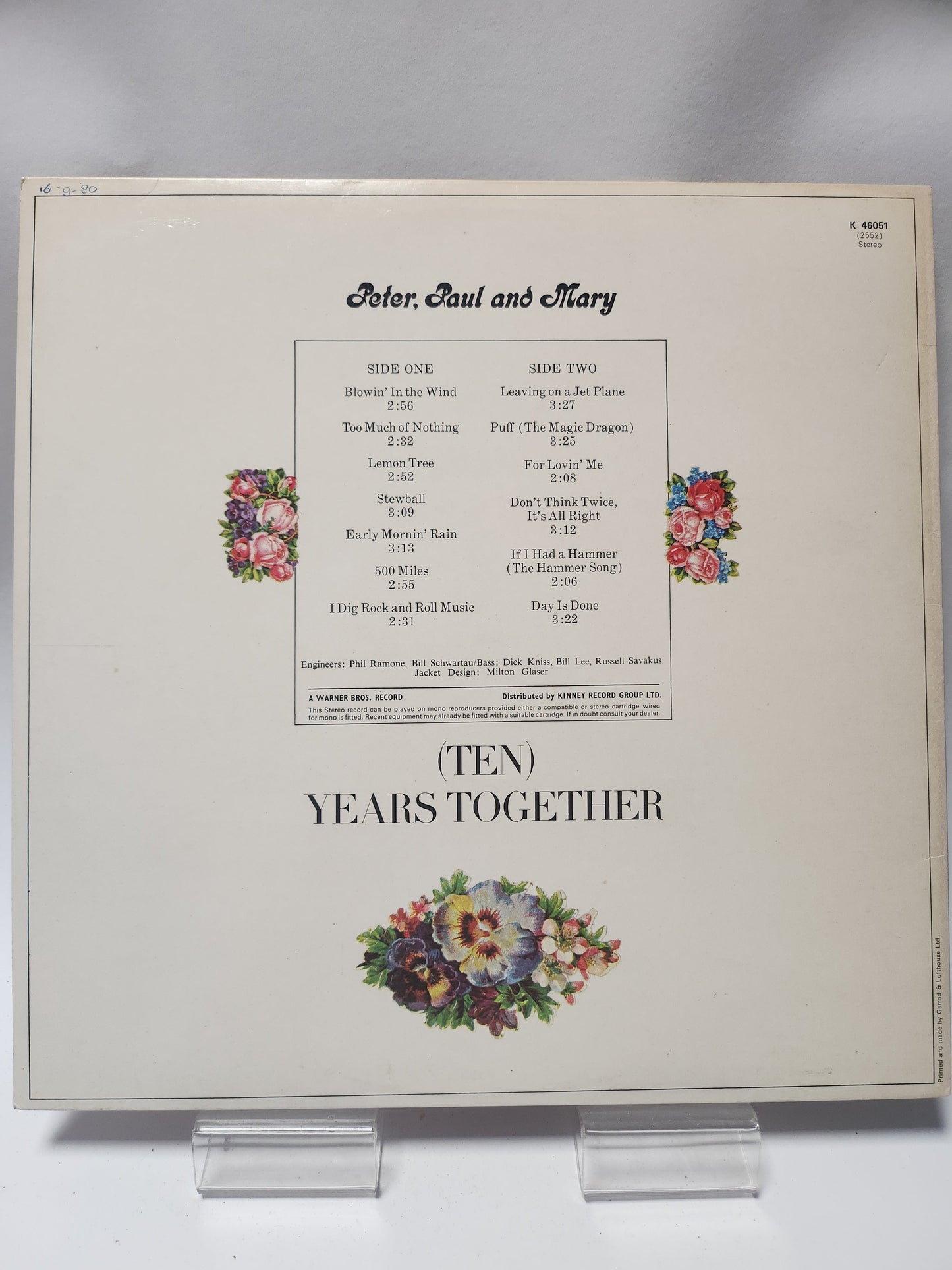 Peter Paul and Mary: Ten Years Together LP Vinyl - Lp Vinyl