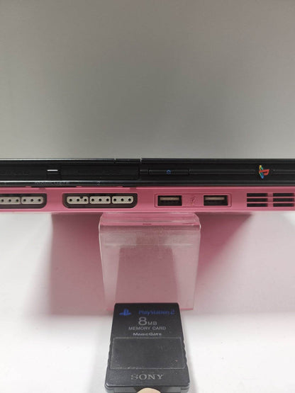 Roze zwarte Playstation 2 Slim, 2 controllers, memorycard en alle kabels - Feniks Gameshop