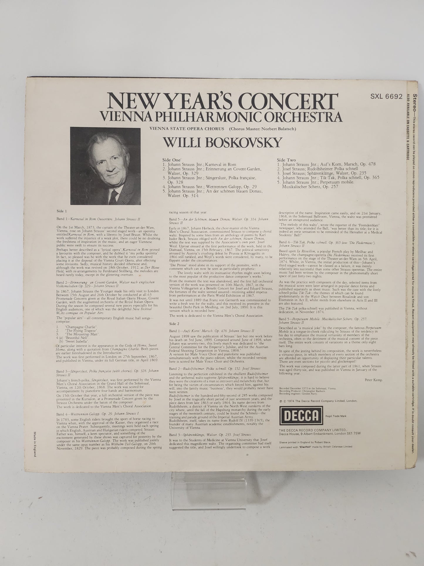 New Year's Concert: Willi Boskovsky LP Vinyl