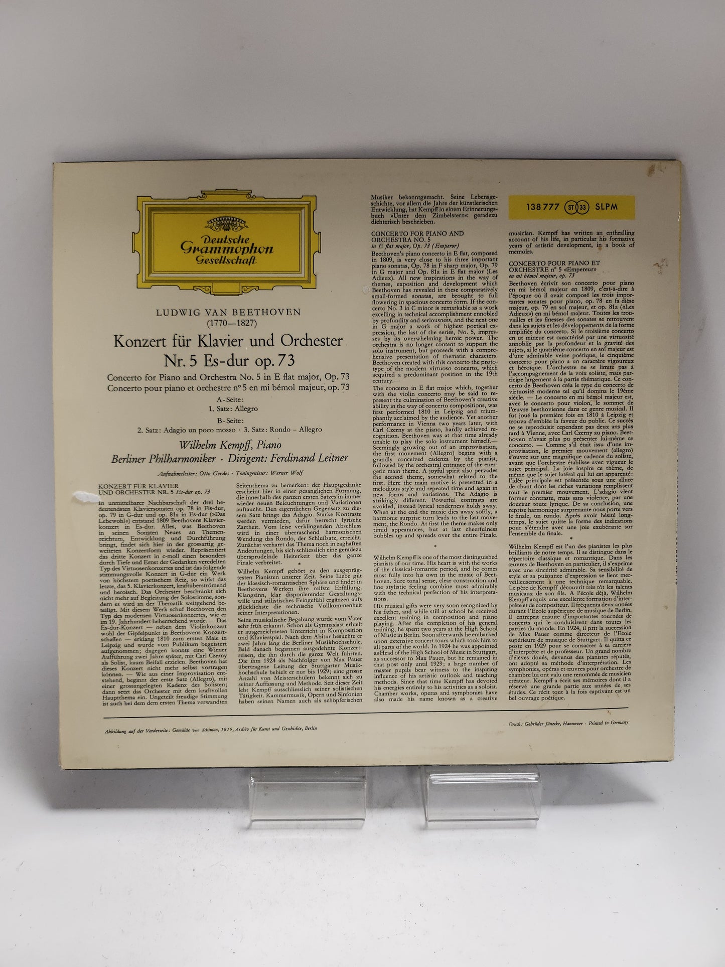 Deutsche Grammophon Gesellschaft: Beethoven Klavierkonzert Nr.5 Es-Dur LP Vinyl