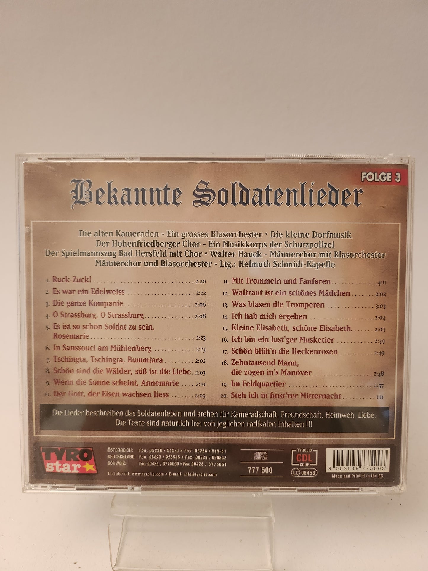 Bekannte Soldatenlieder Volume 3 CD