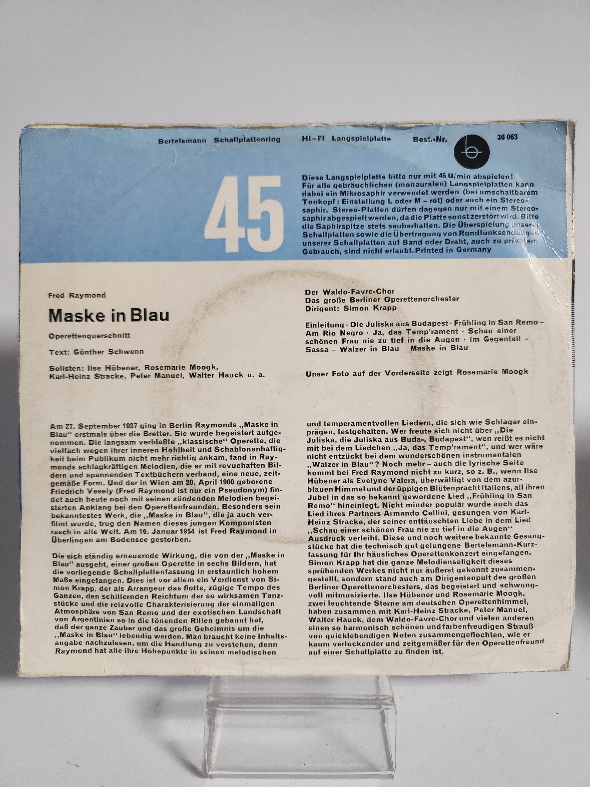 Fred Raymond: Maske in Blau Single Vinyl - Feniks Gameshop