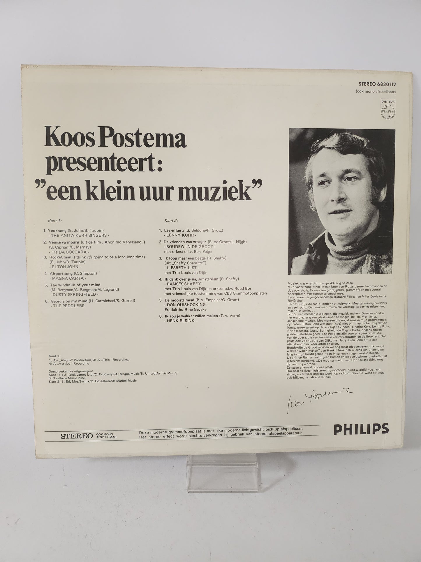 Koos Postema: Een Klein Uur Muziek LP Vinyl