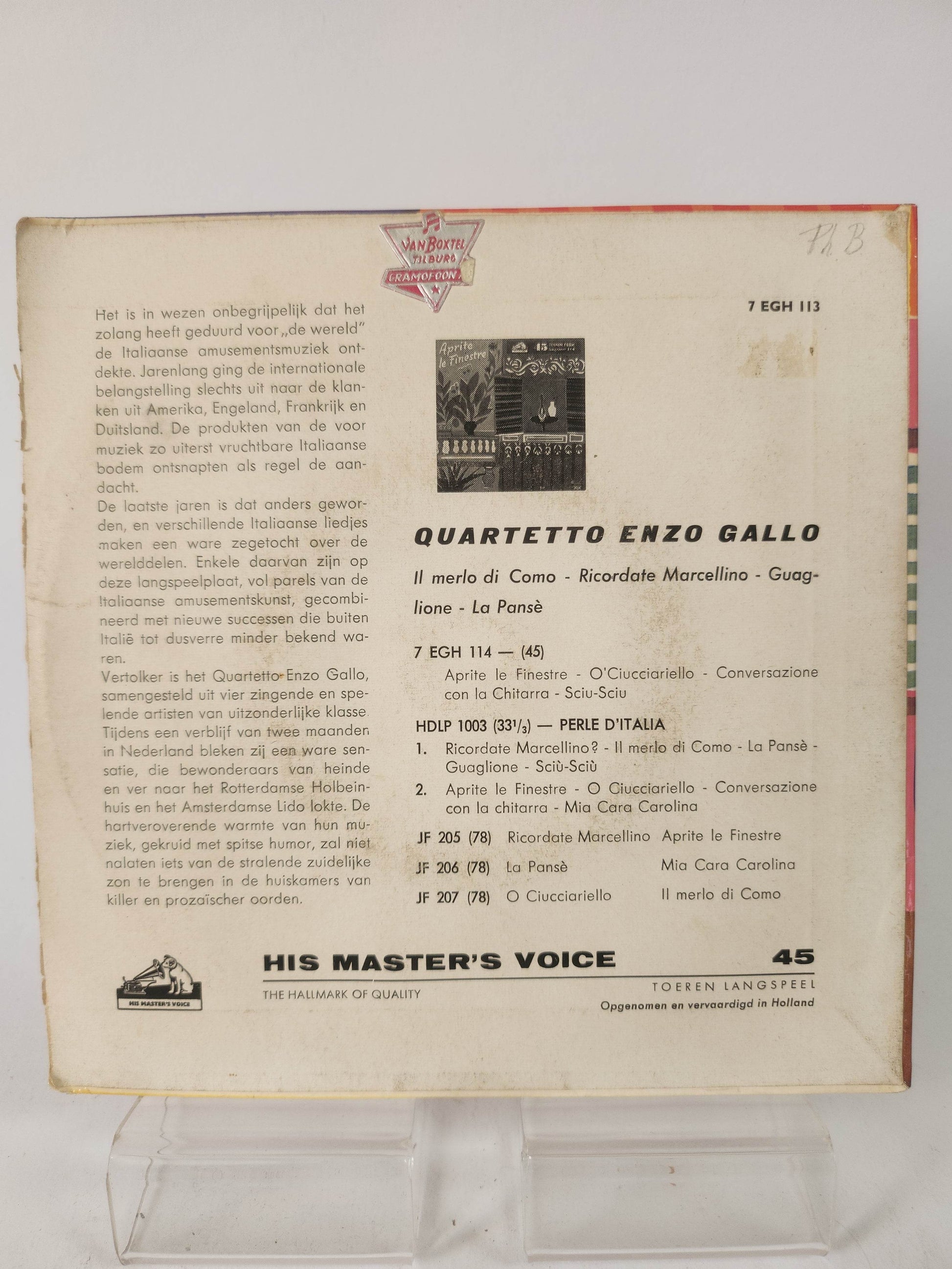 Quartetto Enzo Gallo: Il Merlo di Como Single Vinyl - Feniks Gameshop