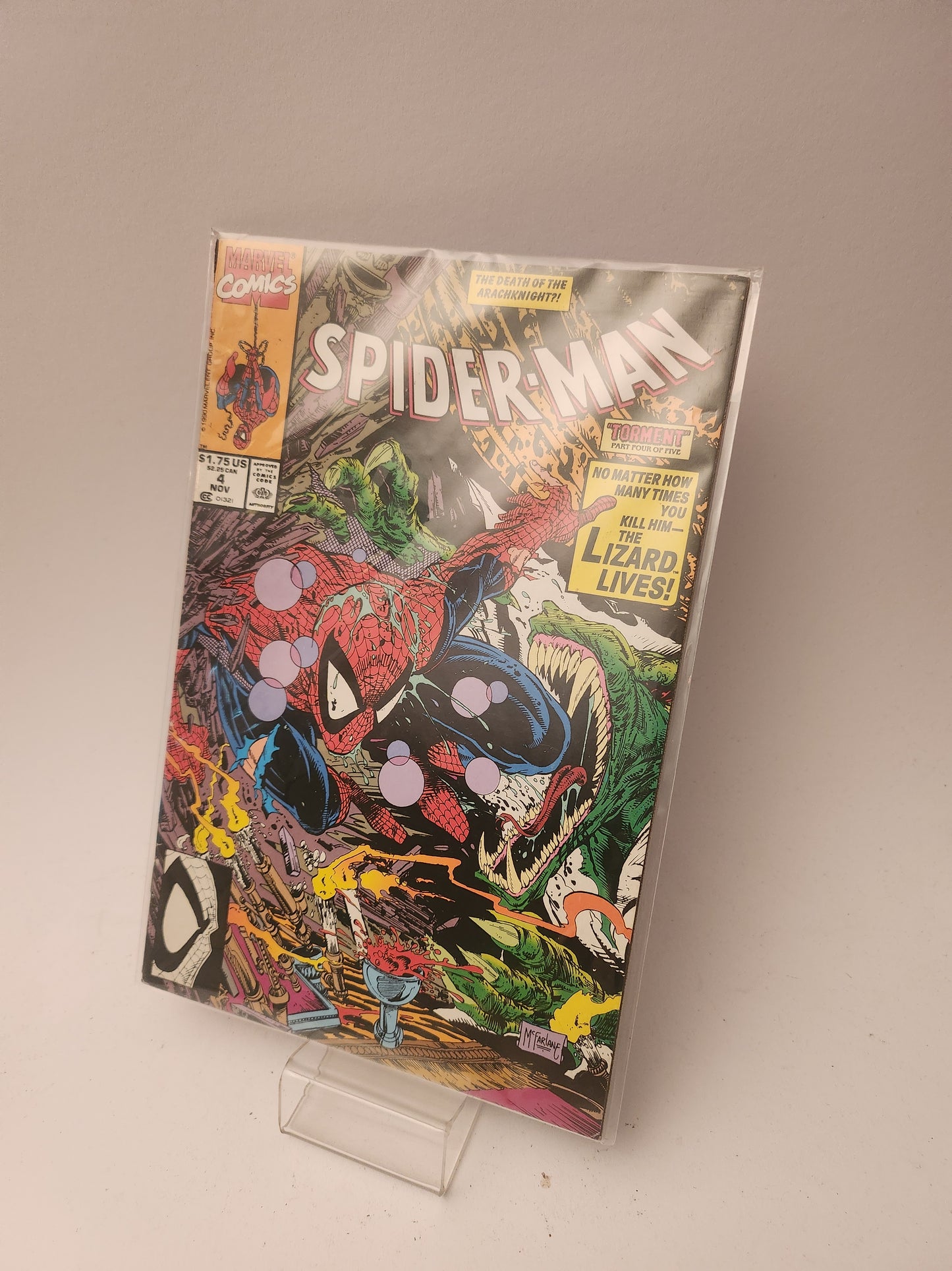 Spider-Man #4 Nov 1990 Marvel The Death of the Arachknight! Torment 4 geseald Marvel Comics