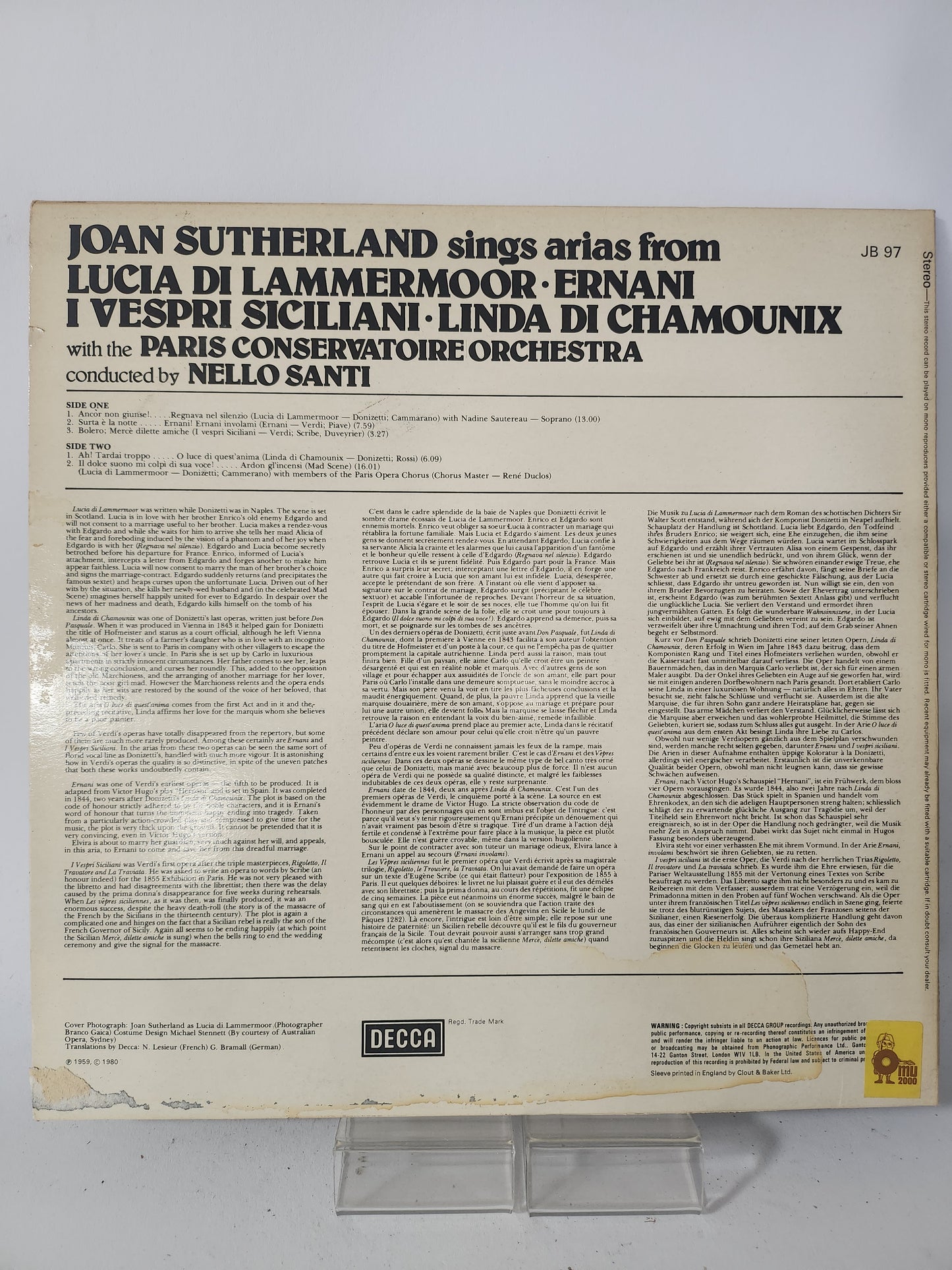 Joan Sutherland sings Arias LP Vinyl