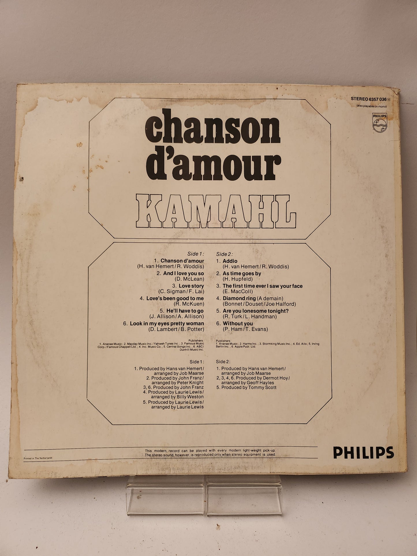 Kamahl: Chanson d'amour LP Vinyl