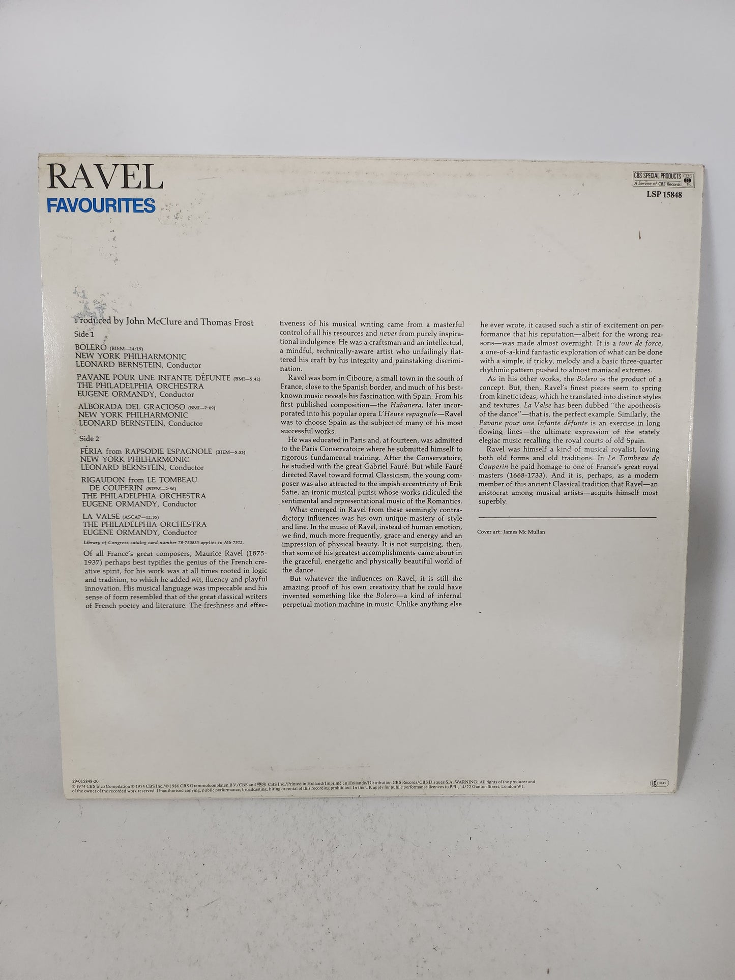 Ravel Favourites LP Vinyl