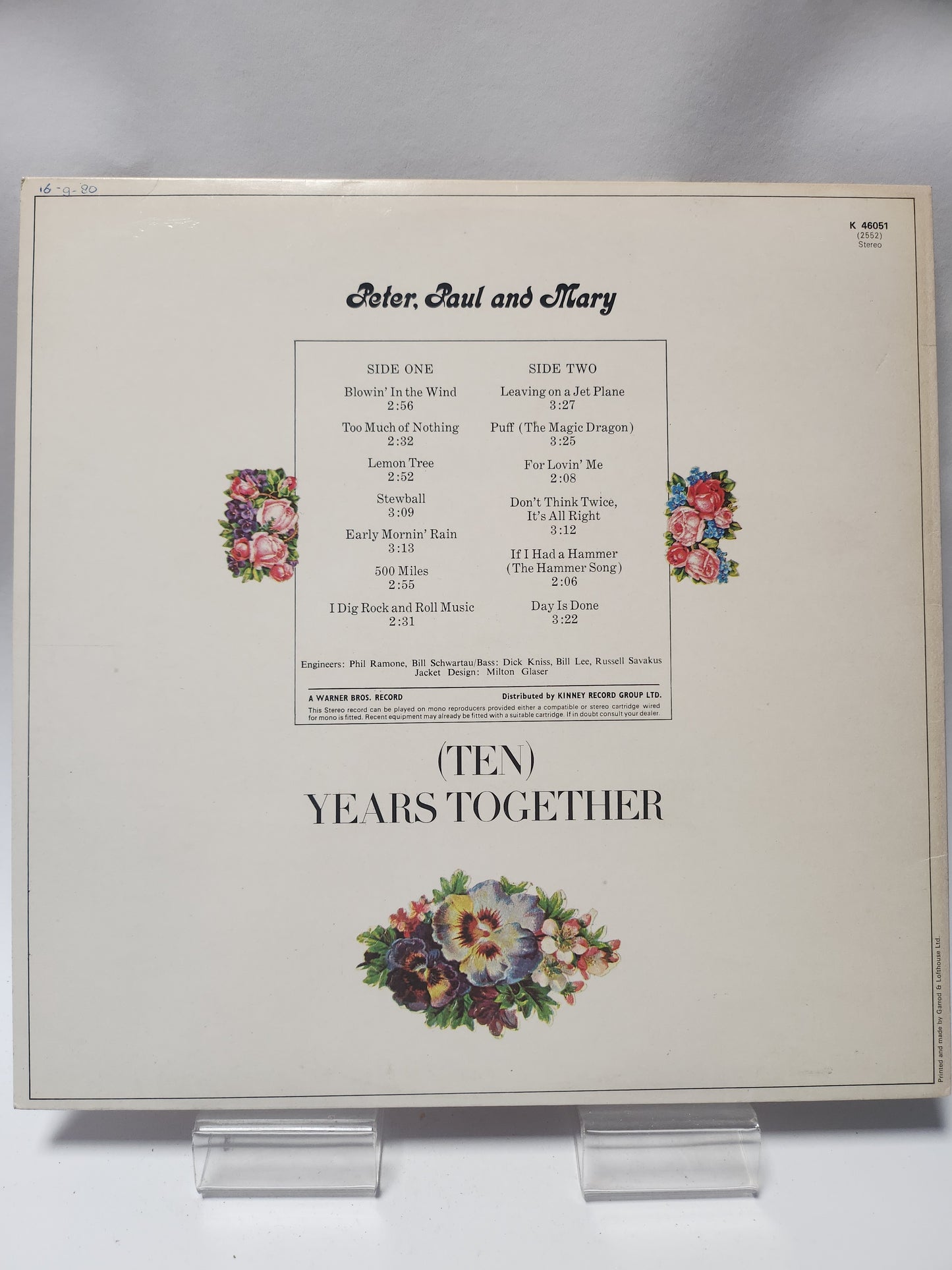 Peter, Paul and Mary: Ten Years Together LP Vinyl