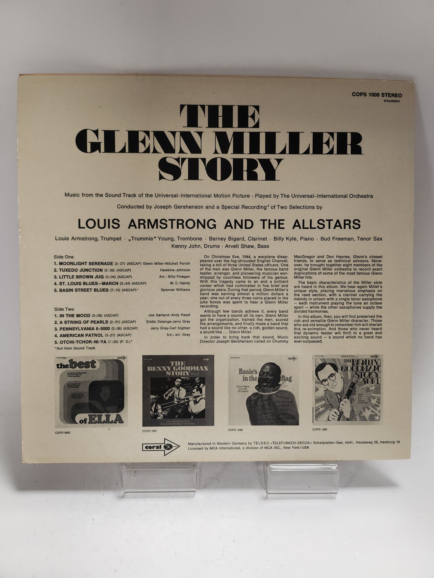 Glenn Miller Story: Louis Armstrong and the Allstars LP Vinyl