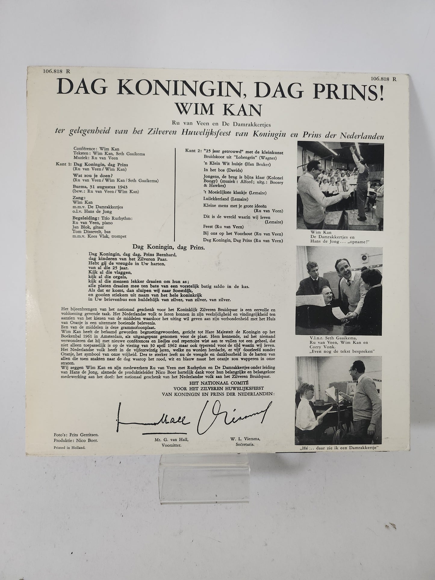 Dag Koningin, Dag Prins: Wim Kan LP Vinyl