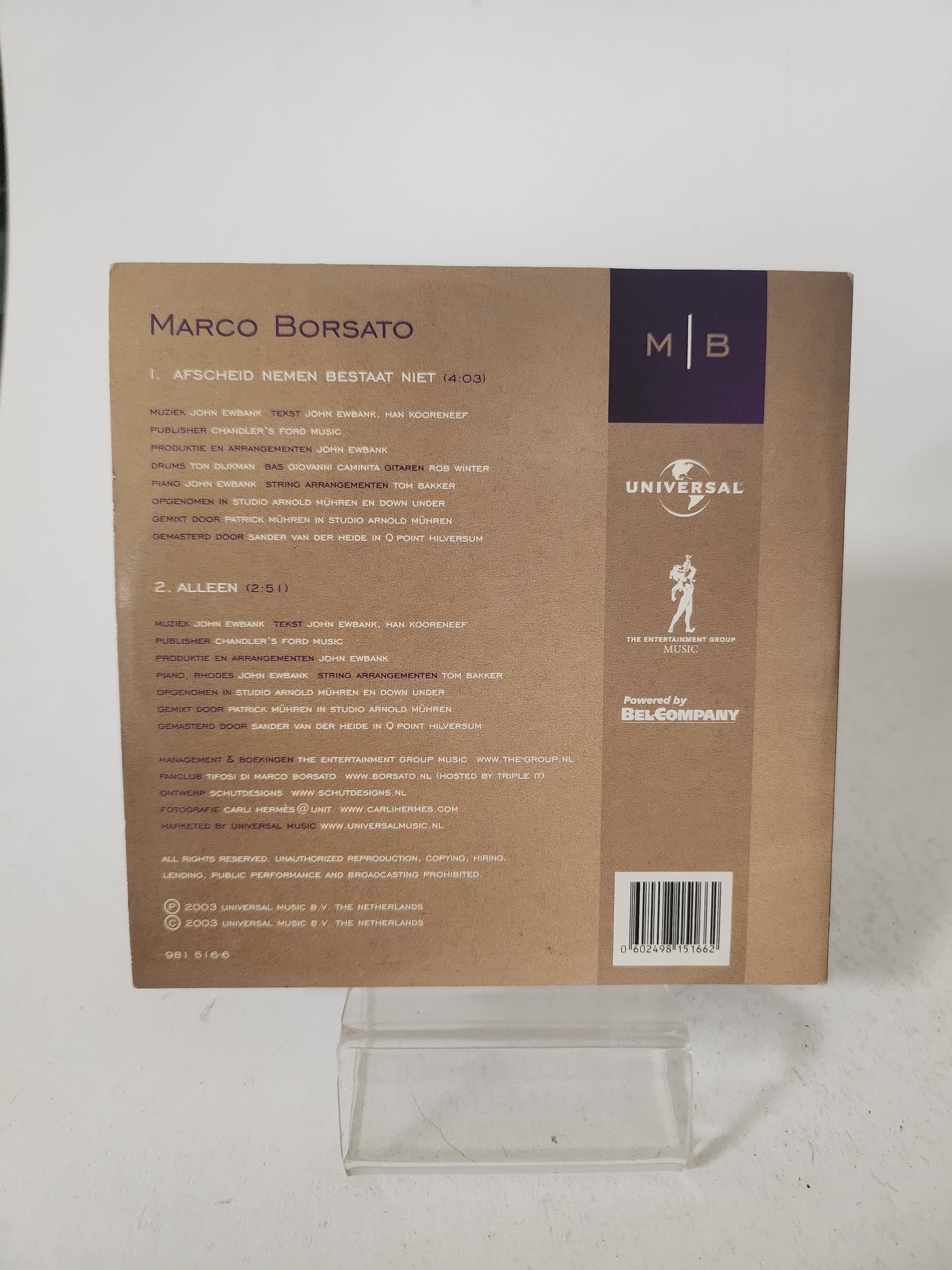 Marco Borsato: Afscheid nemen Bestaat Niet CD Single