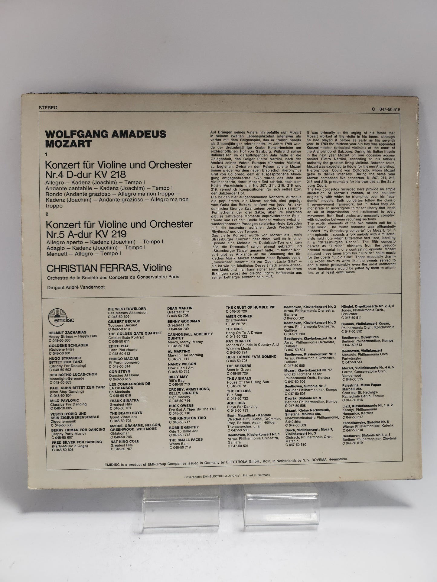 Christian Ferras: Wolfgang Amadeus Mozart LP Vinyl