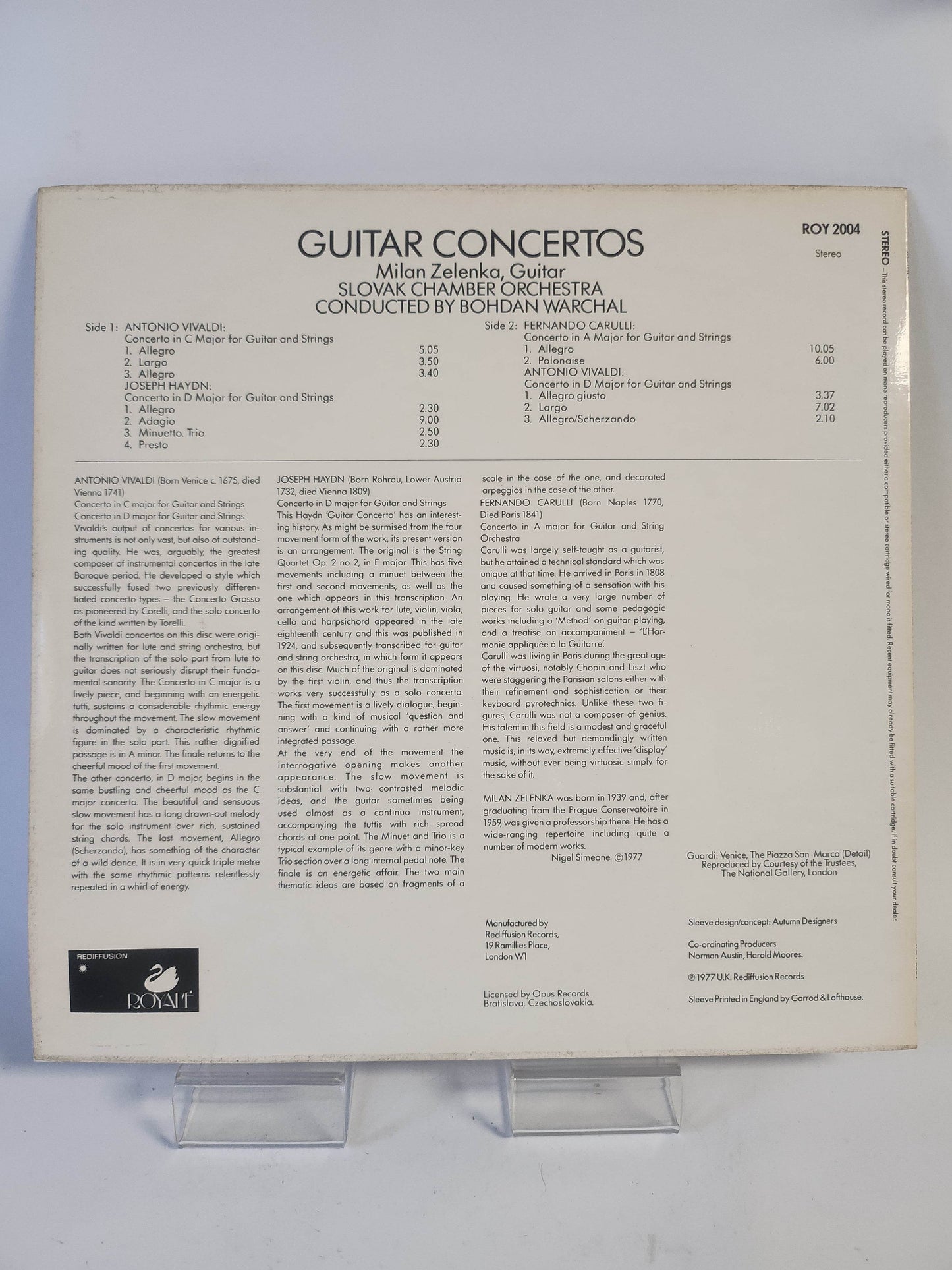 Guitar Concerts: Vivaldi/ Haydn/ Carulli LP Vinyl - Feniks Gameshop