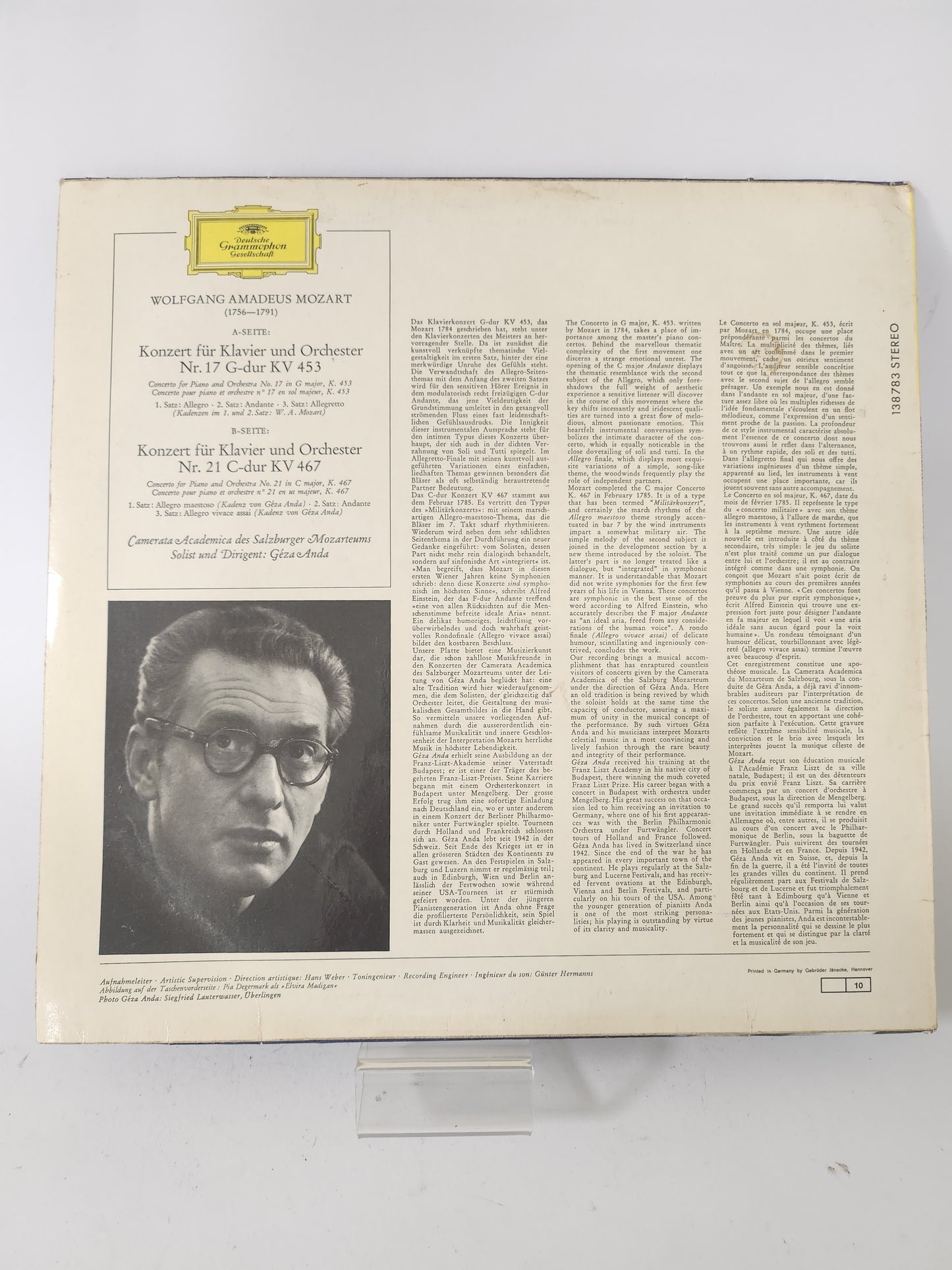 Piano Concertos No 17, G Major, KV 453, No 21, C Major KV 467 LP Vinyl