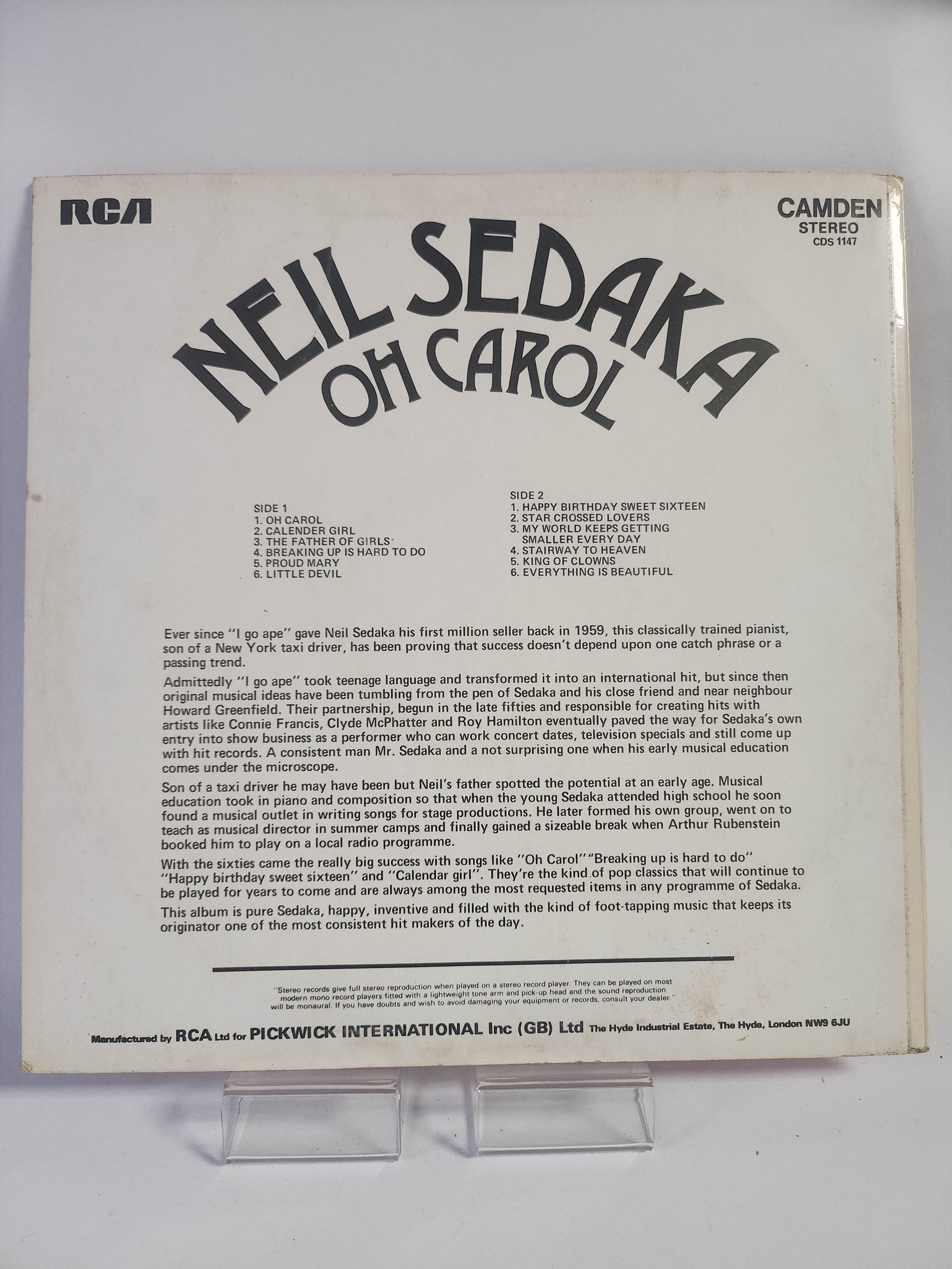 Neil Sedaka: Oh Carol LP Vinyl - Feniks Gameshop