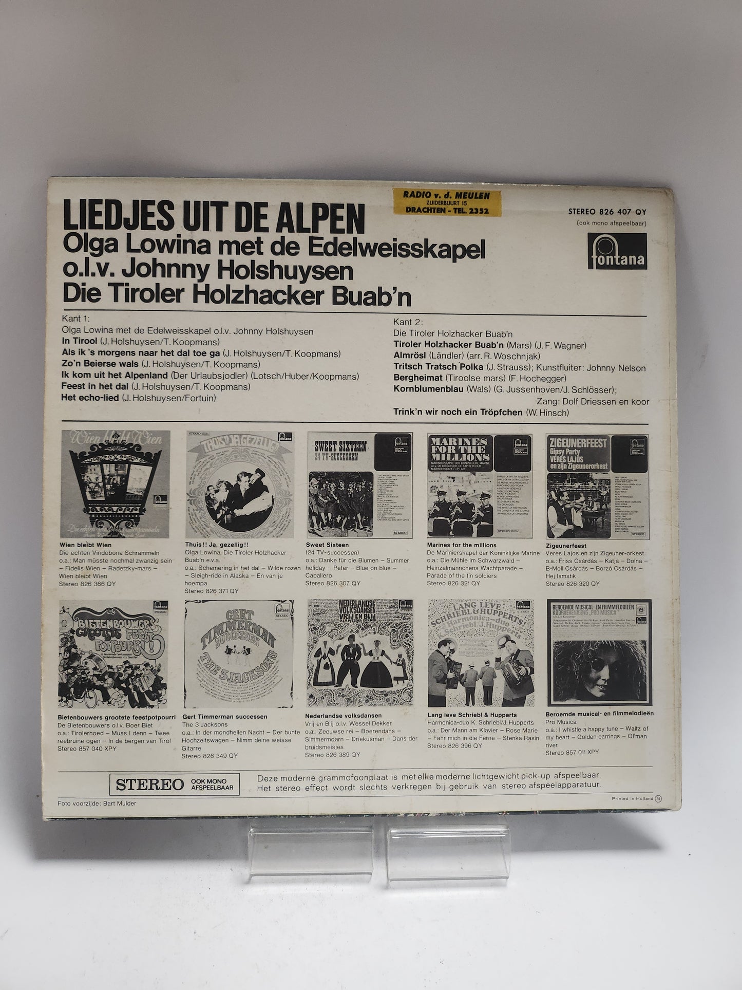 Liedjes uit de Alpen LP Vinyl