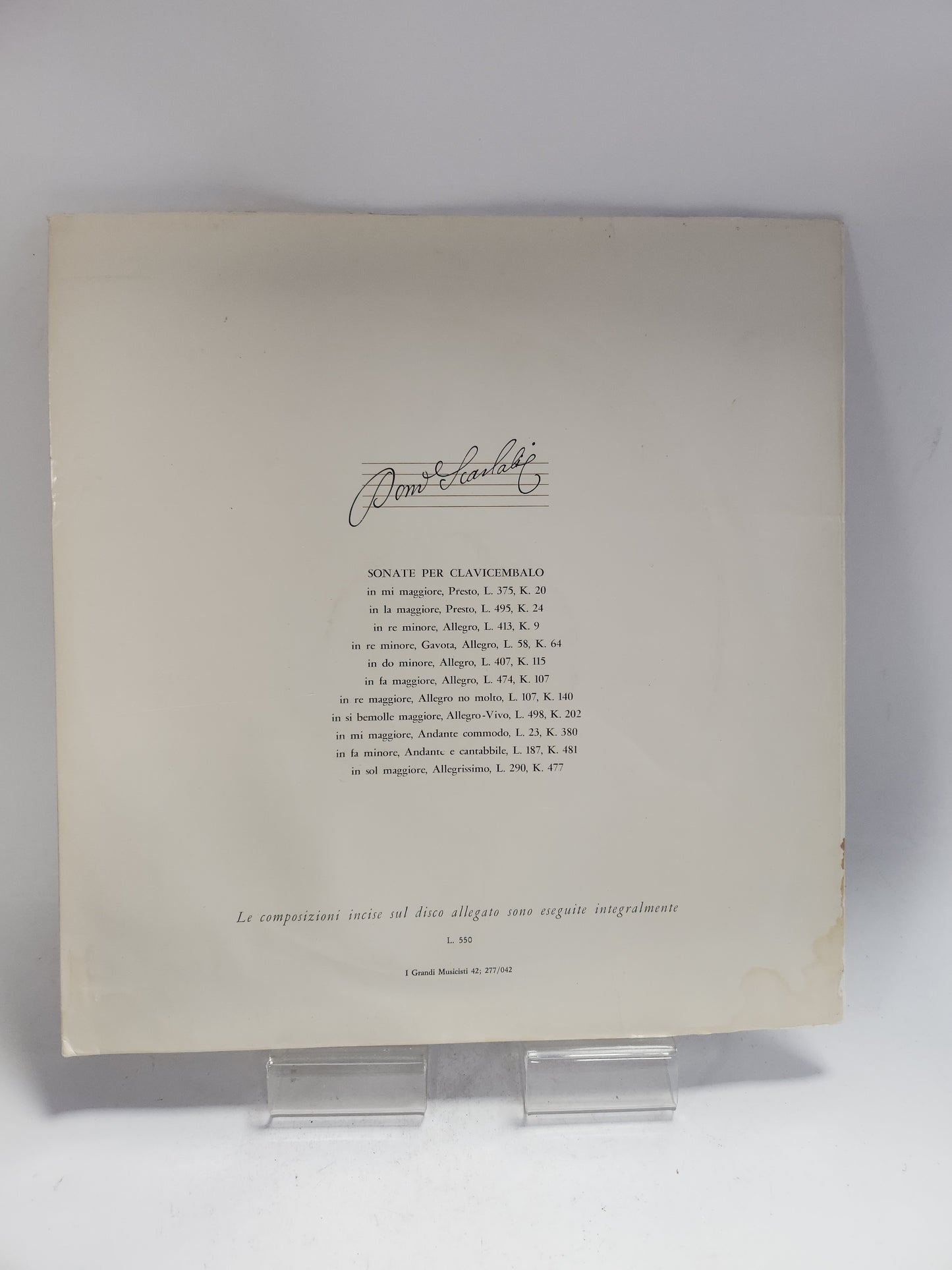 I Grandi Musicisti 42: Domenico Scarlatti LP Vinyl