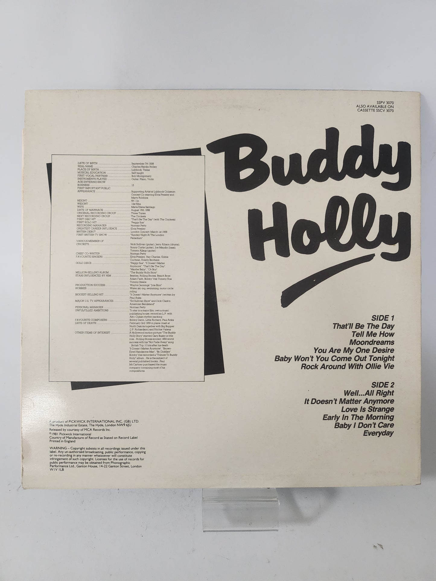 Buddy Holly LP Vinyl