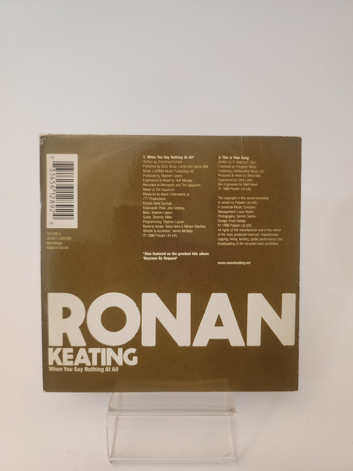Ronan Keating: When You Say Nothing at All CD Single
