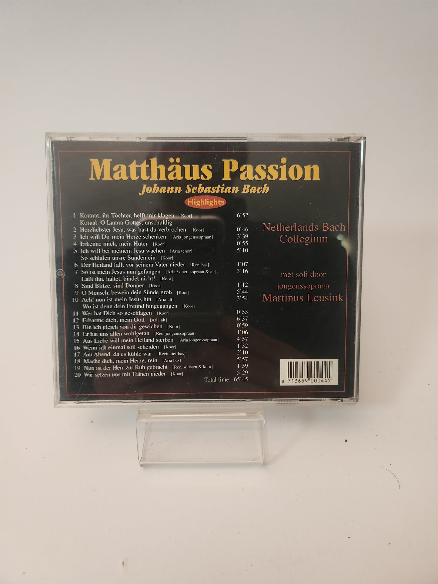 Matthäus Passion: Johan Sebastian Bach CD