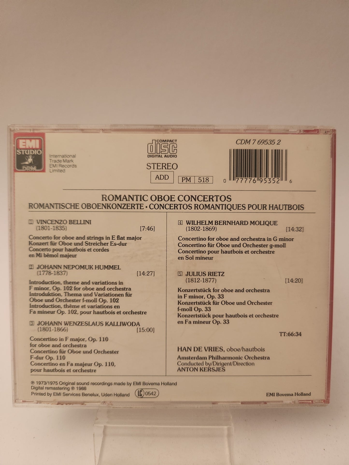 Han de Vries: Romantic Oboe Concertos CD