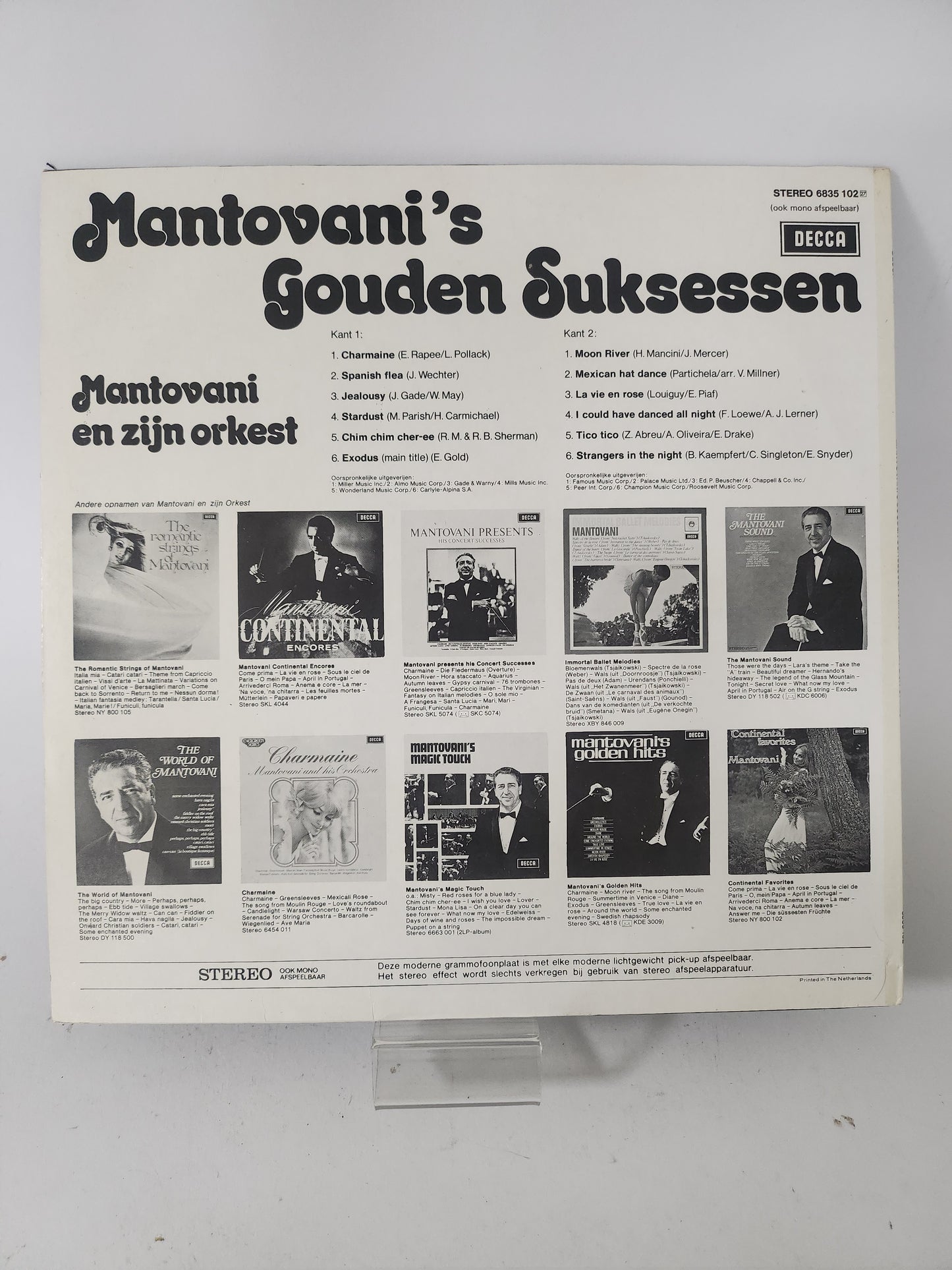 Mantovani's Gouden Suksessen LP Vinyl