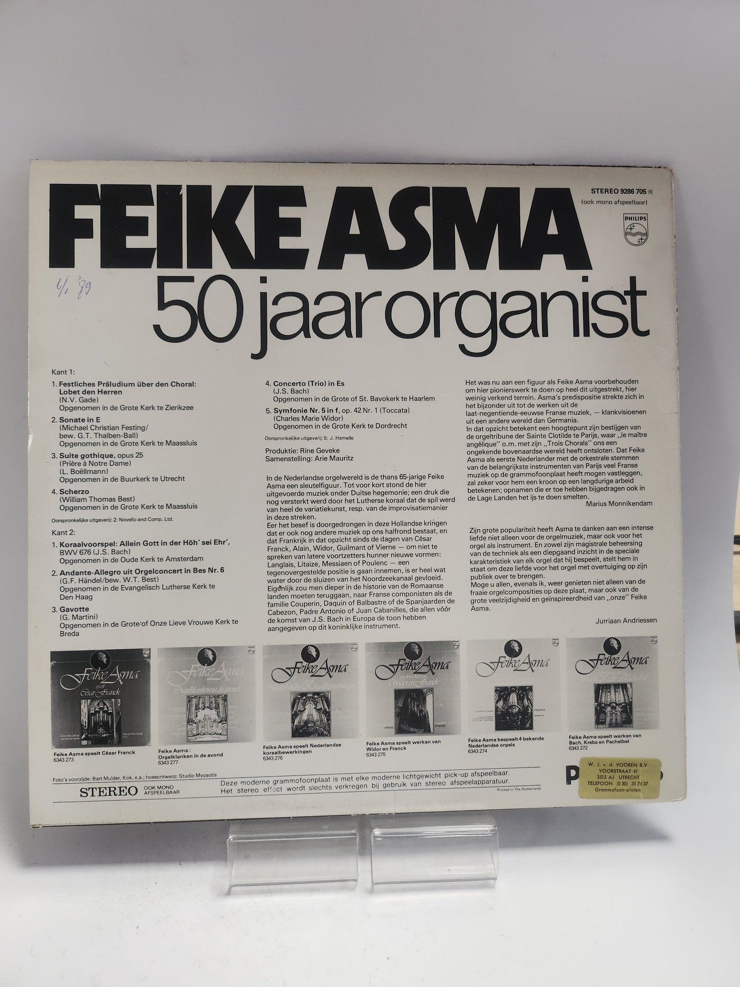 Feike Asma: 50 Jaar Organist LP Vinyl