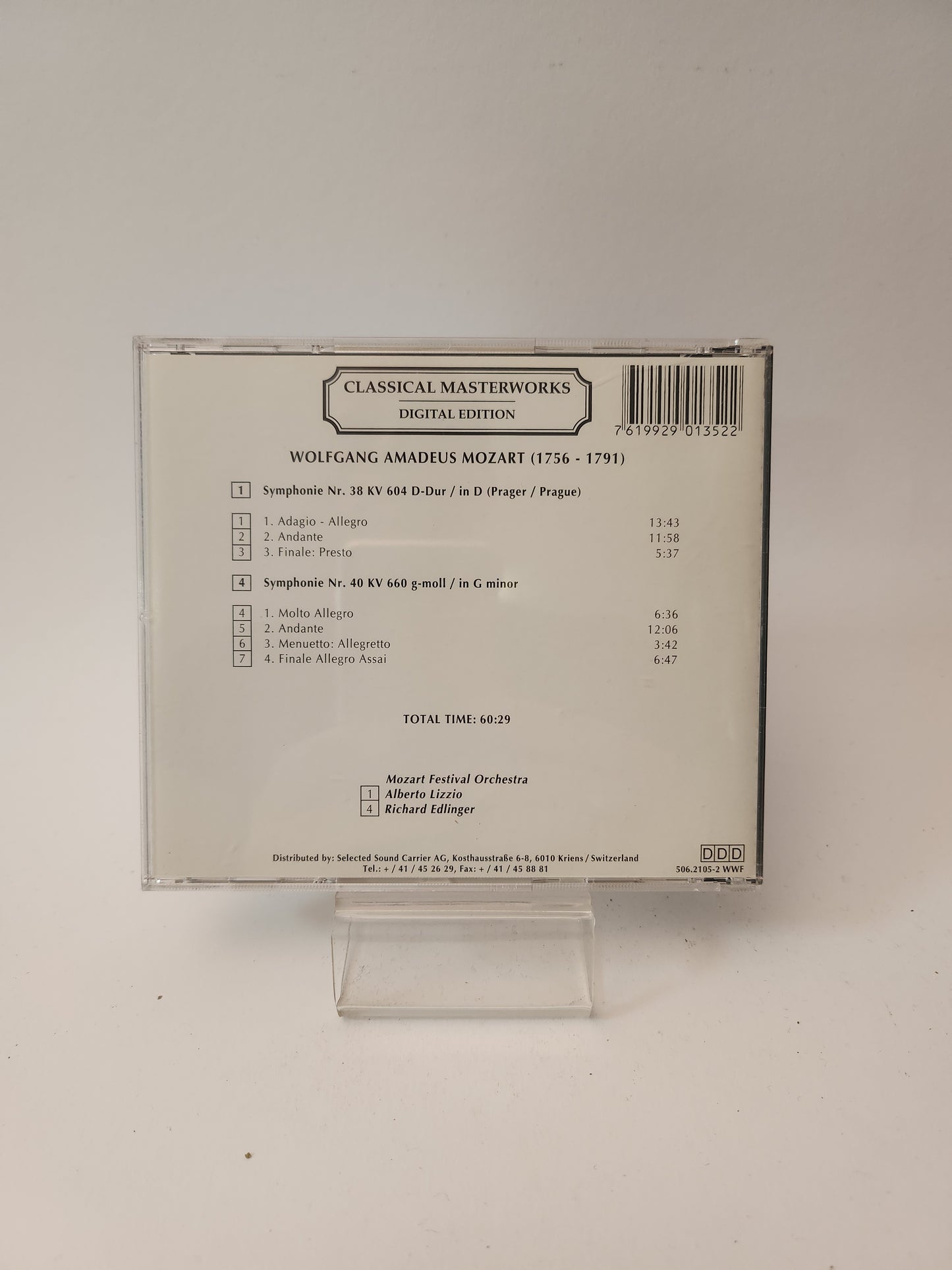 Classical Masterworks: Wolfgang Amadeus Symphony No 38 & No 40 CD