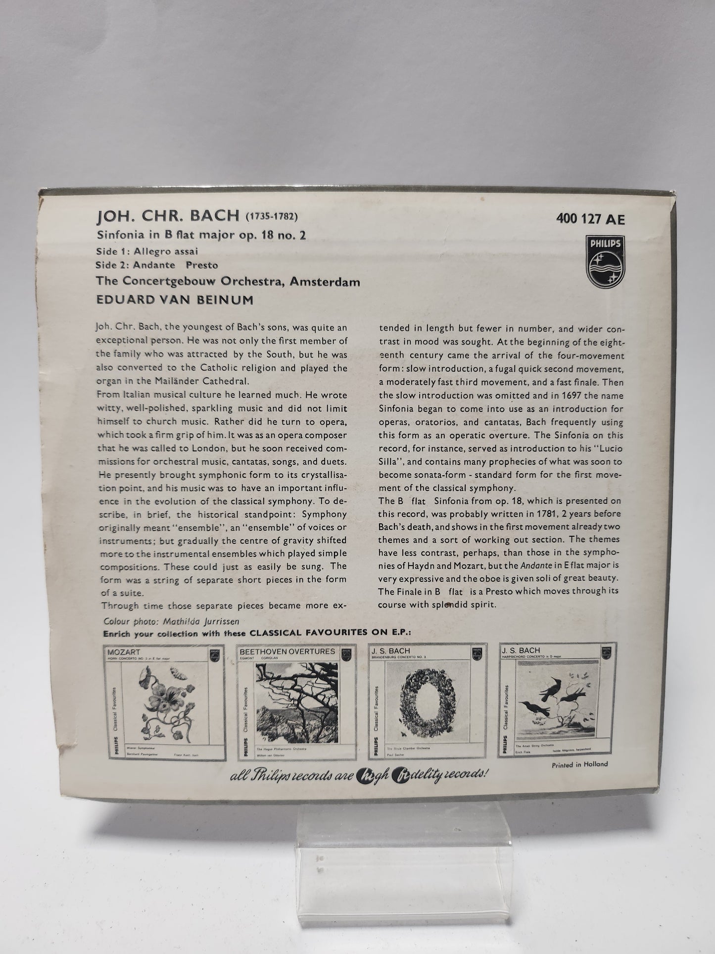 Eduard van Beinum: Bach Single Vinyl