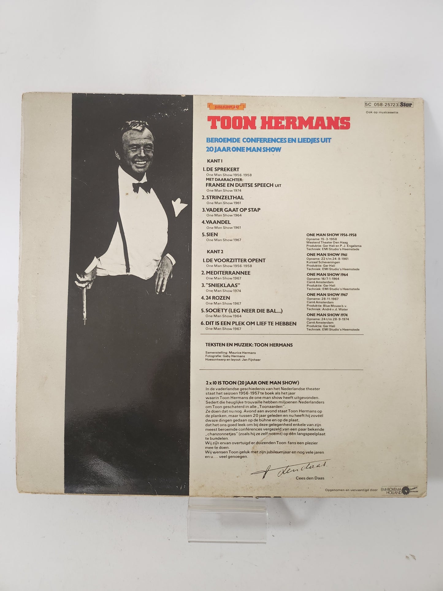 Beroemde Conferences en Liedjes uit 20 Jaar One Man Show: Toon Hermans LP Vinyl