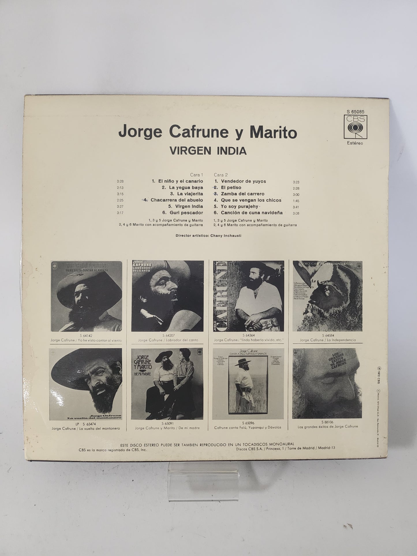 Virgen India: Jorge Cafrune Y Marito LP Vinyl