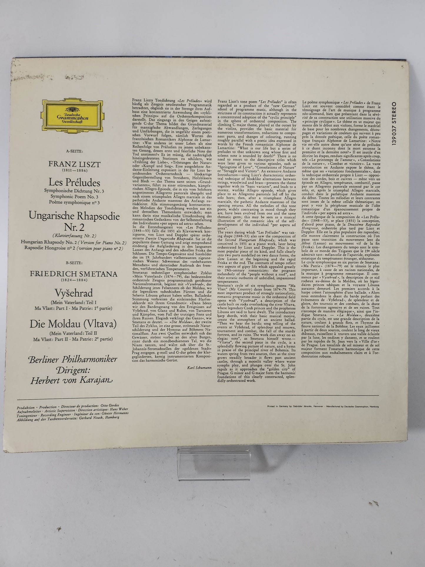 Les Preludes: Ungarische Rhapsodie Nr 2: Vysehalrad Die Moldau LP Vinyl