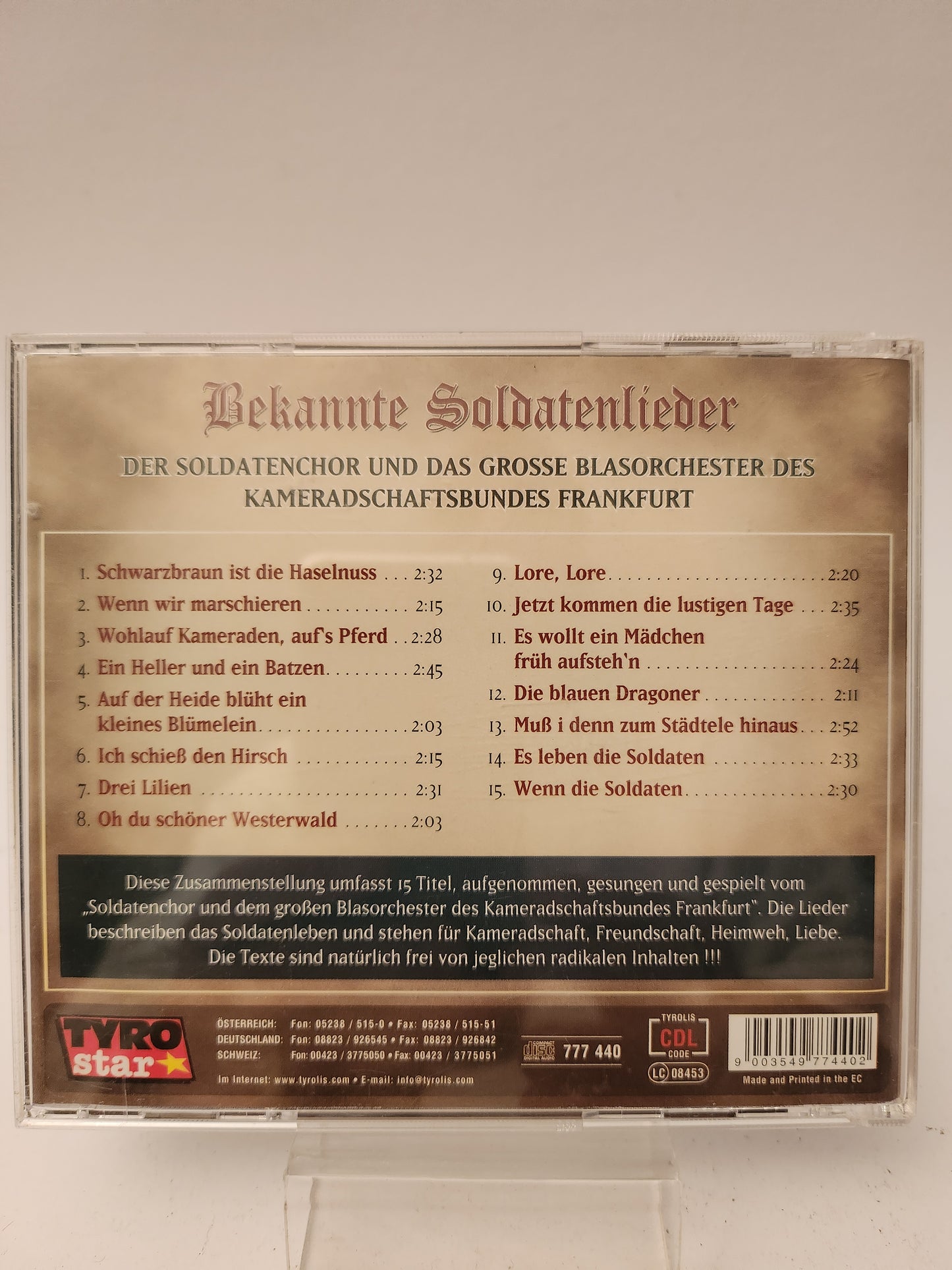 Bekannte Soldatenlieder CD
