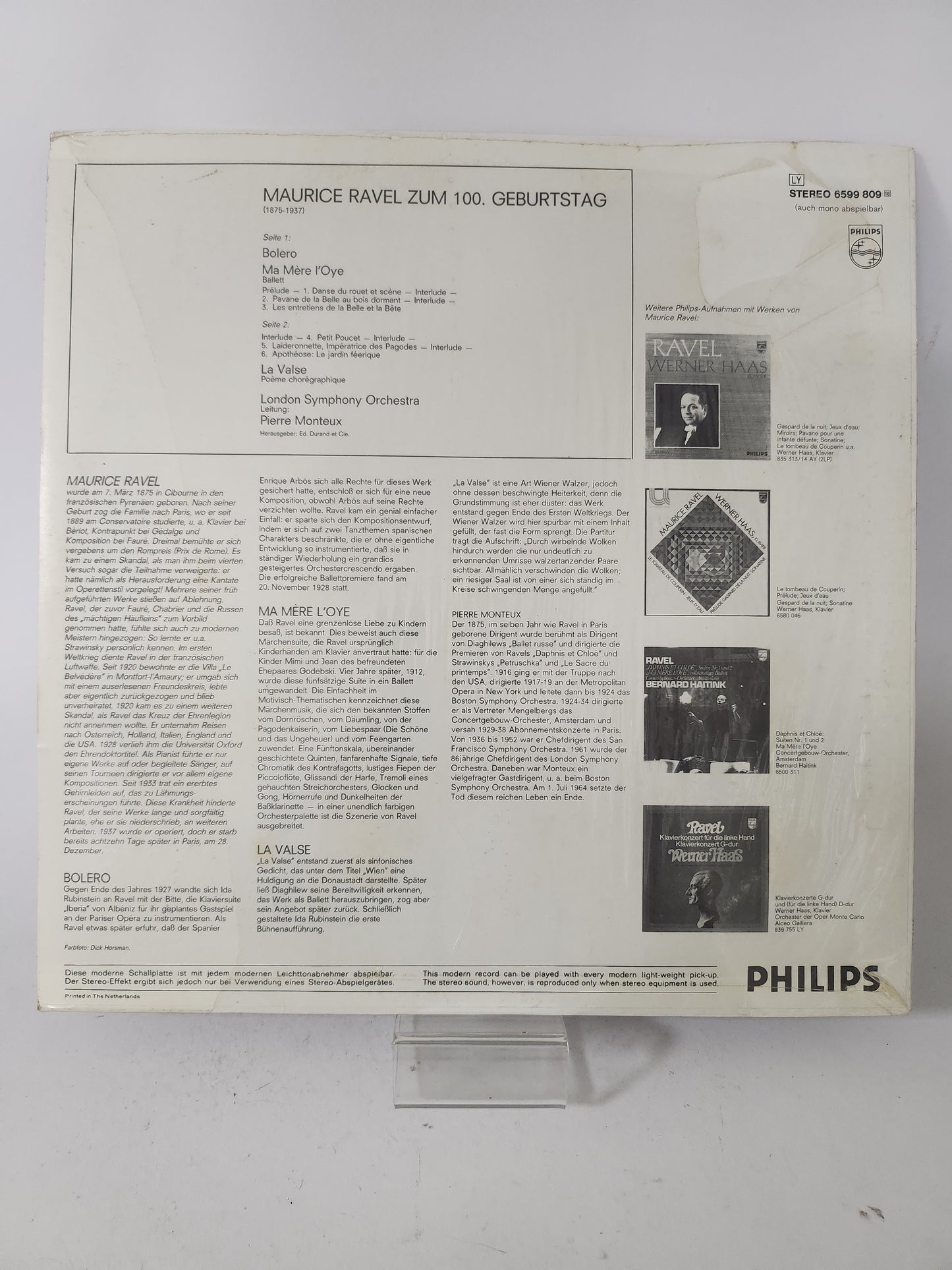 Bolero: Maurice Ravel zum 100 Geburtstag LP Vinyl